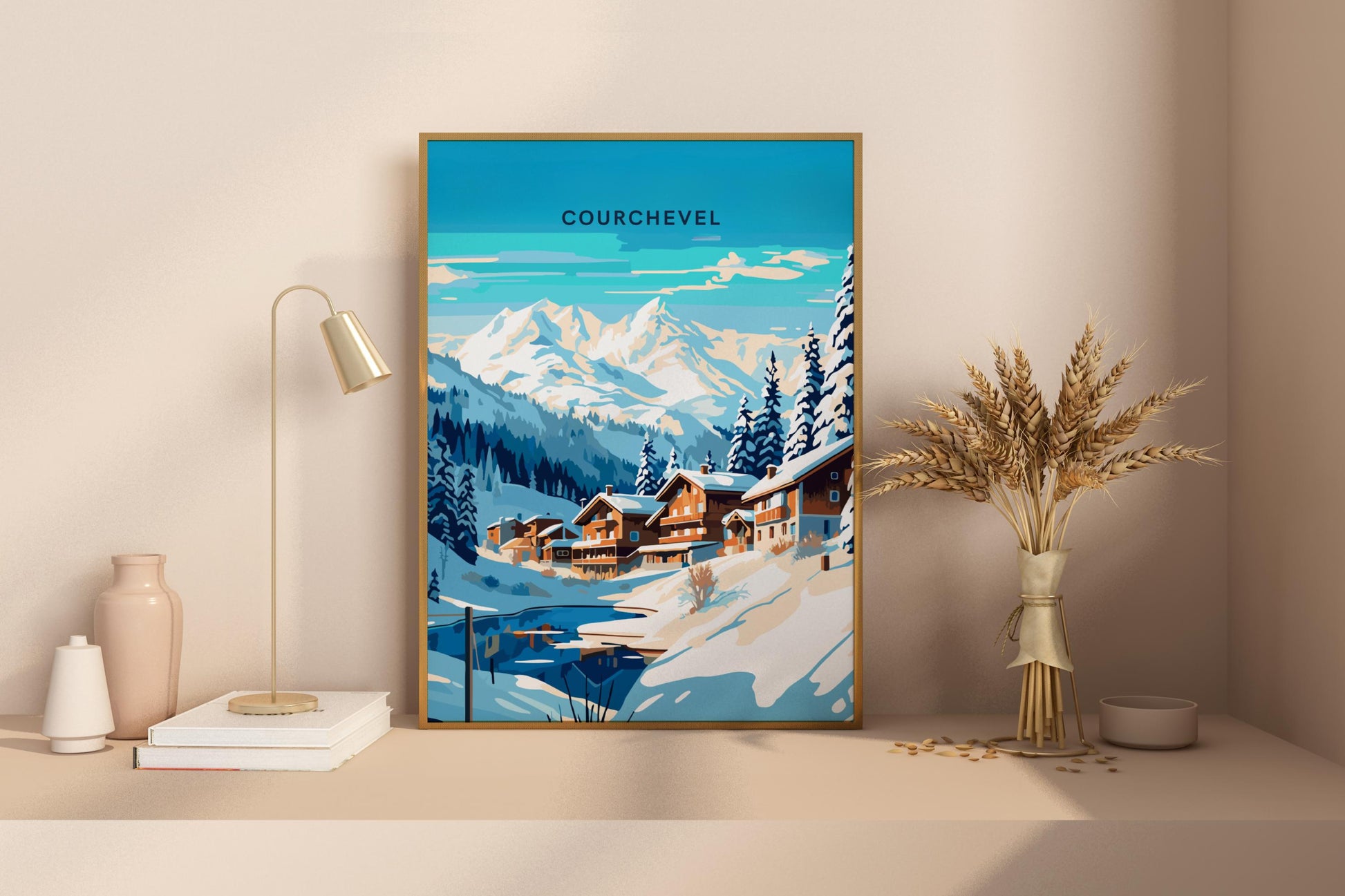 Courchevel France Ski Slopes Travel Print Poster - Pitchers Design