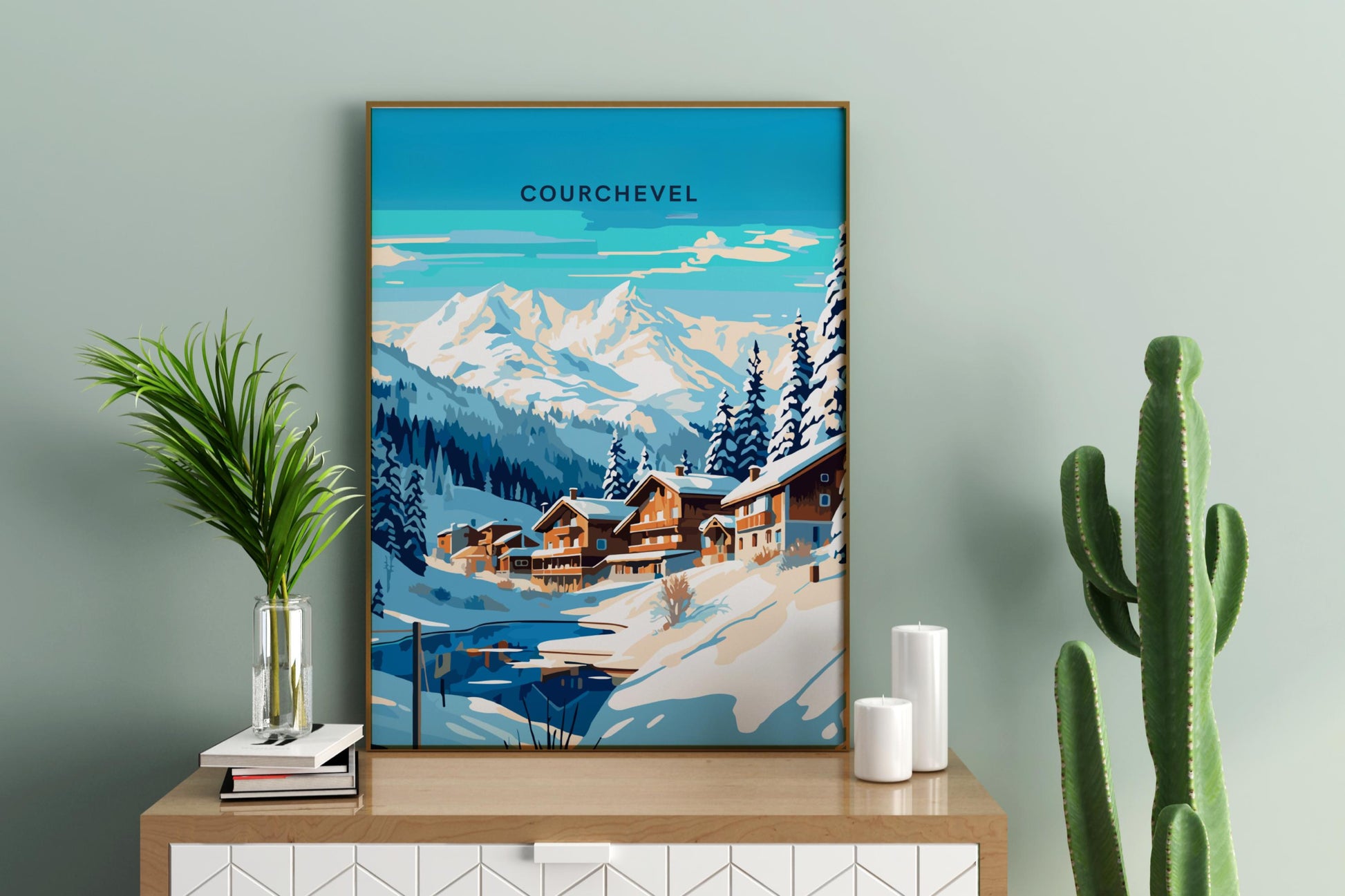 Courchevel France Ski Slopes Travel Print Poster - Pitchers Design