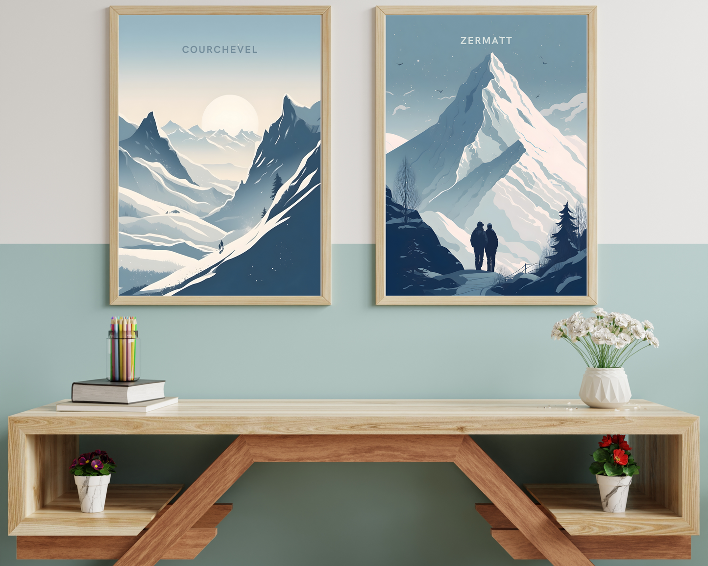 Courchevel France Ski Travel Poster Print - Pitchers Design