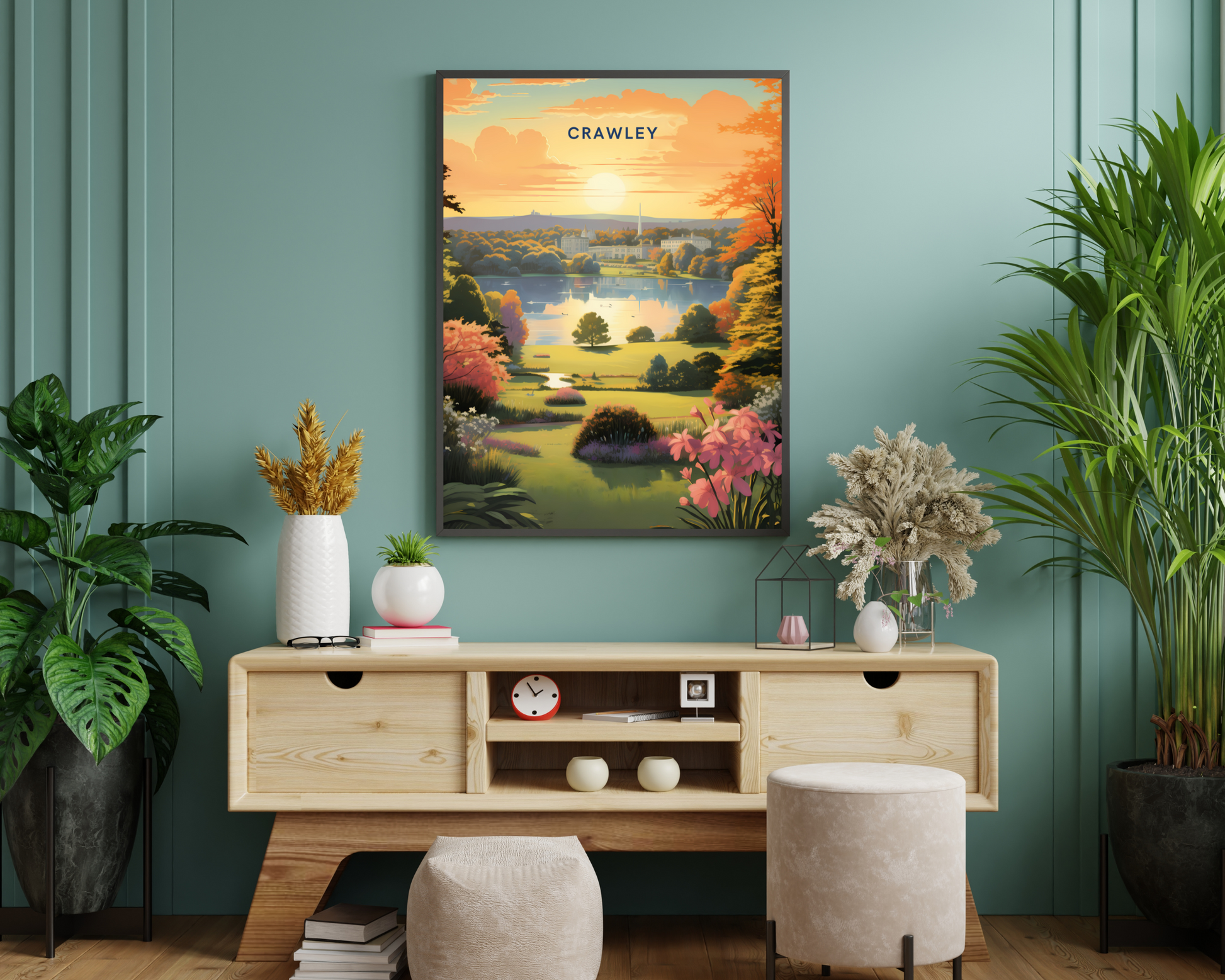 Crawley England Travel Poster Print - Pitchers Design