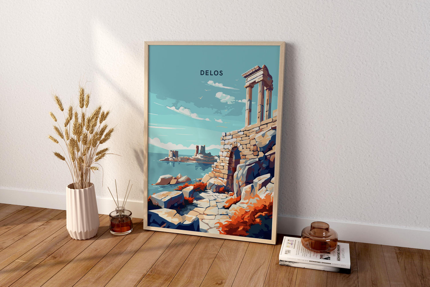 Delos Greece Travel Print Poster - Pitchers Design