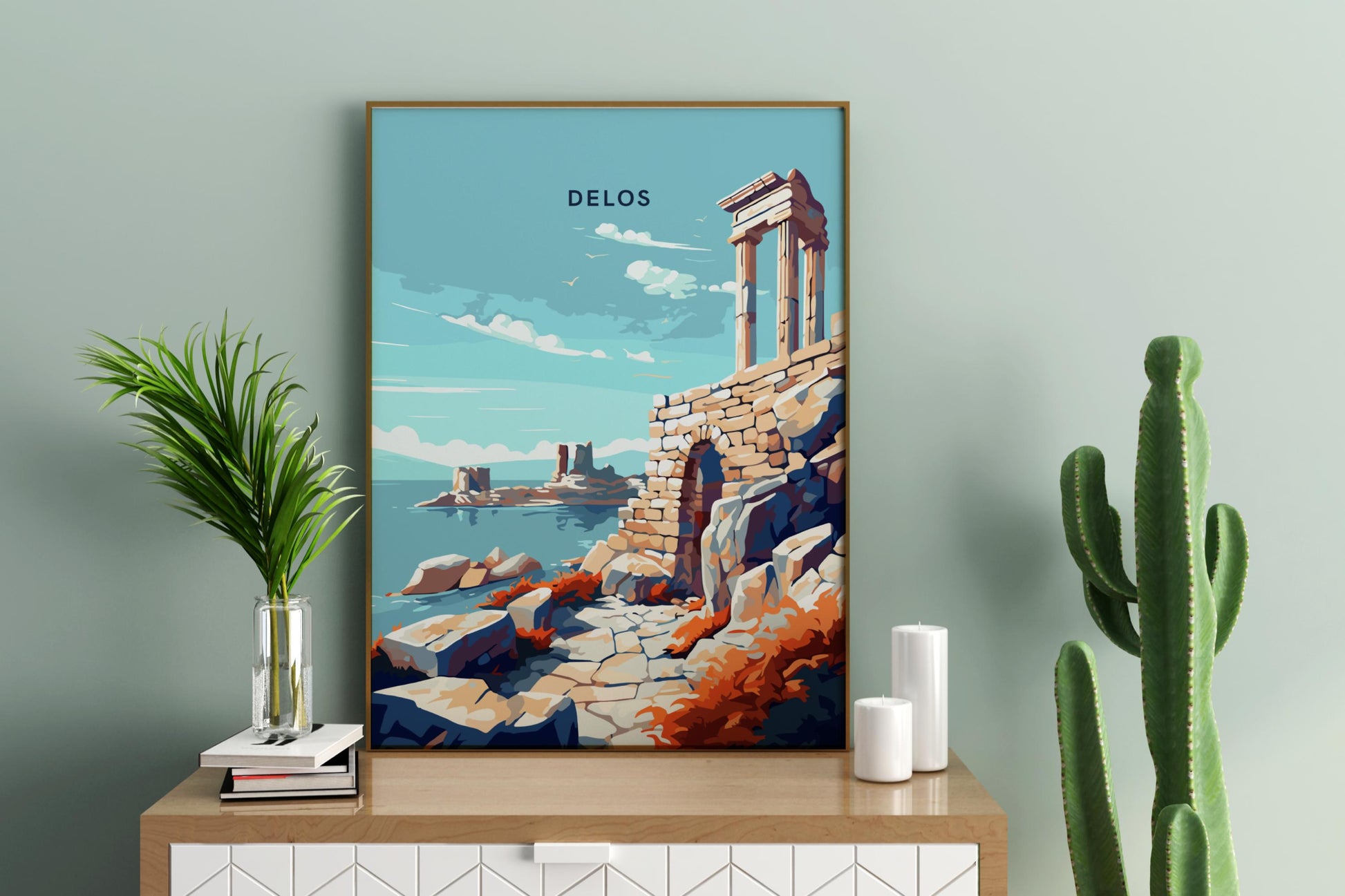 Delos Greece Travel Print Poster - Pitchers Design