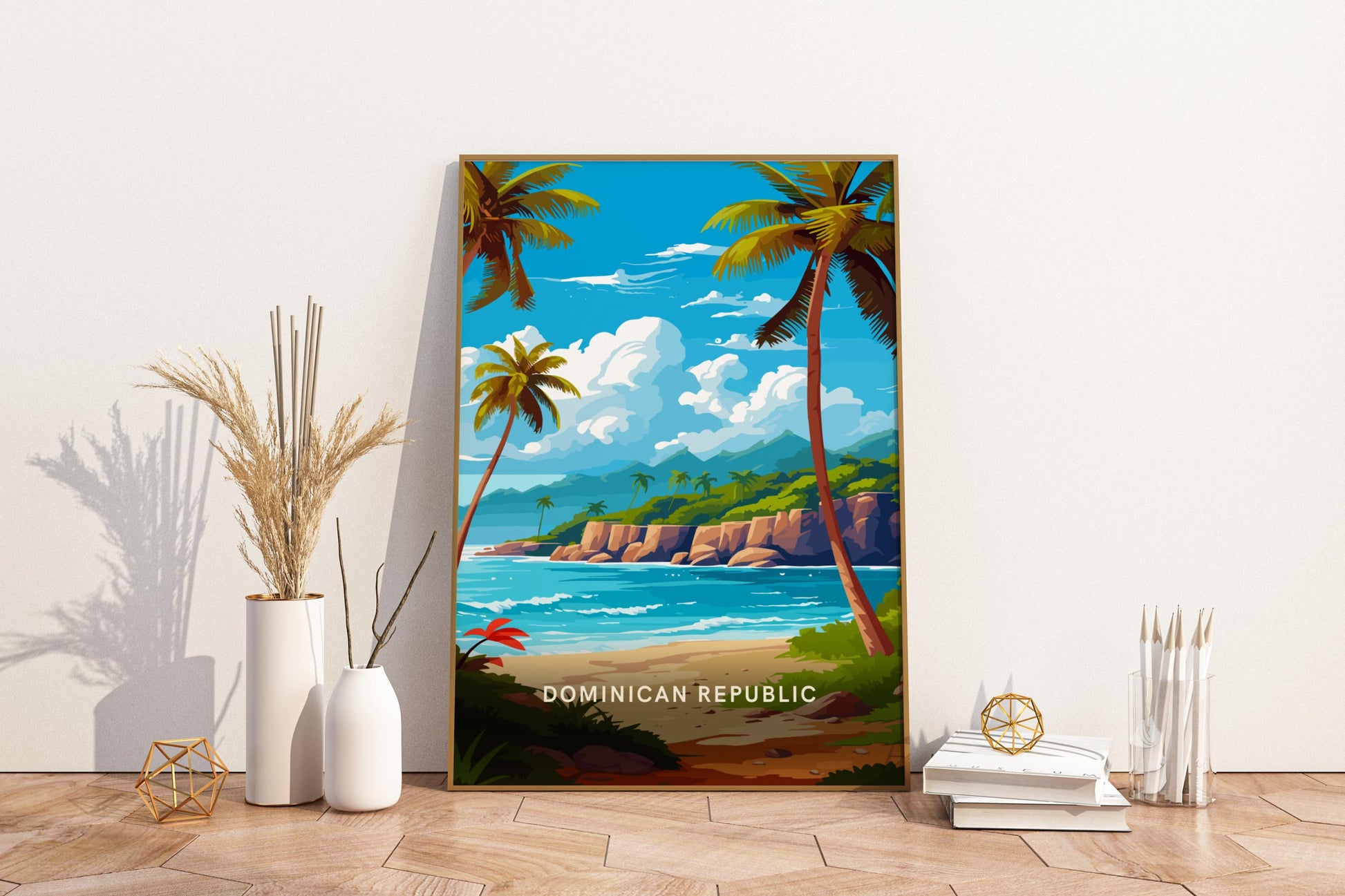 Beaches of Dominican Republic Travel Print Poster - Pitchers Design