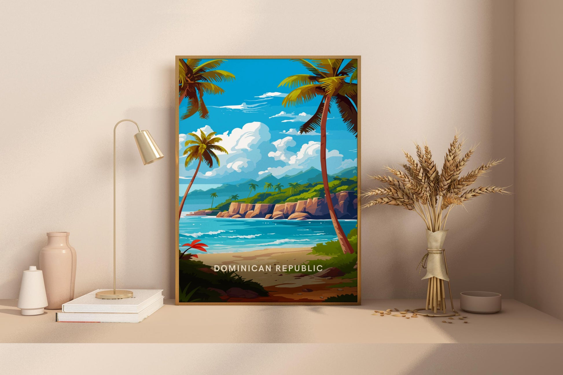 Beaches of Dominican Republic Travel Print Poster - Pitchers Design