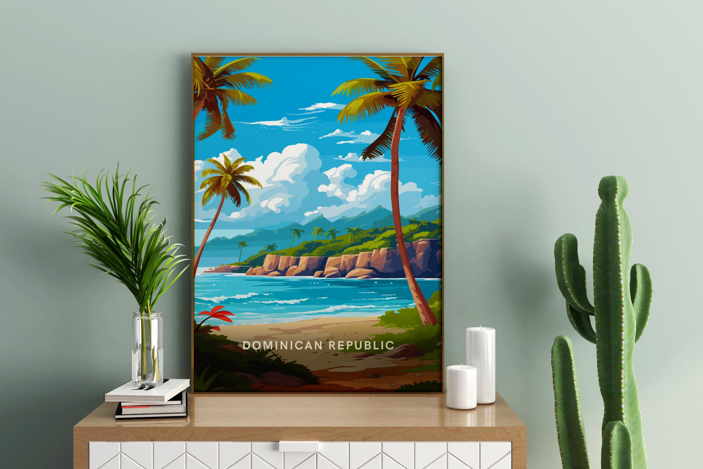 Beaches of Dominican Republic Travel Print Poster - Pitchers Design