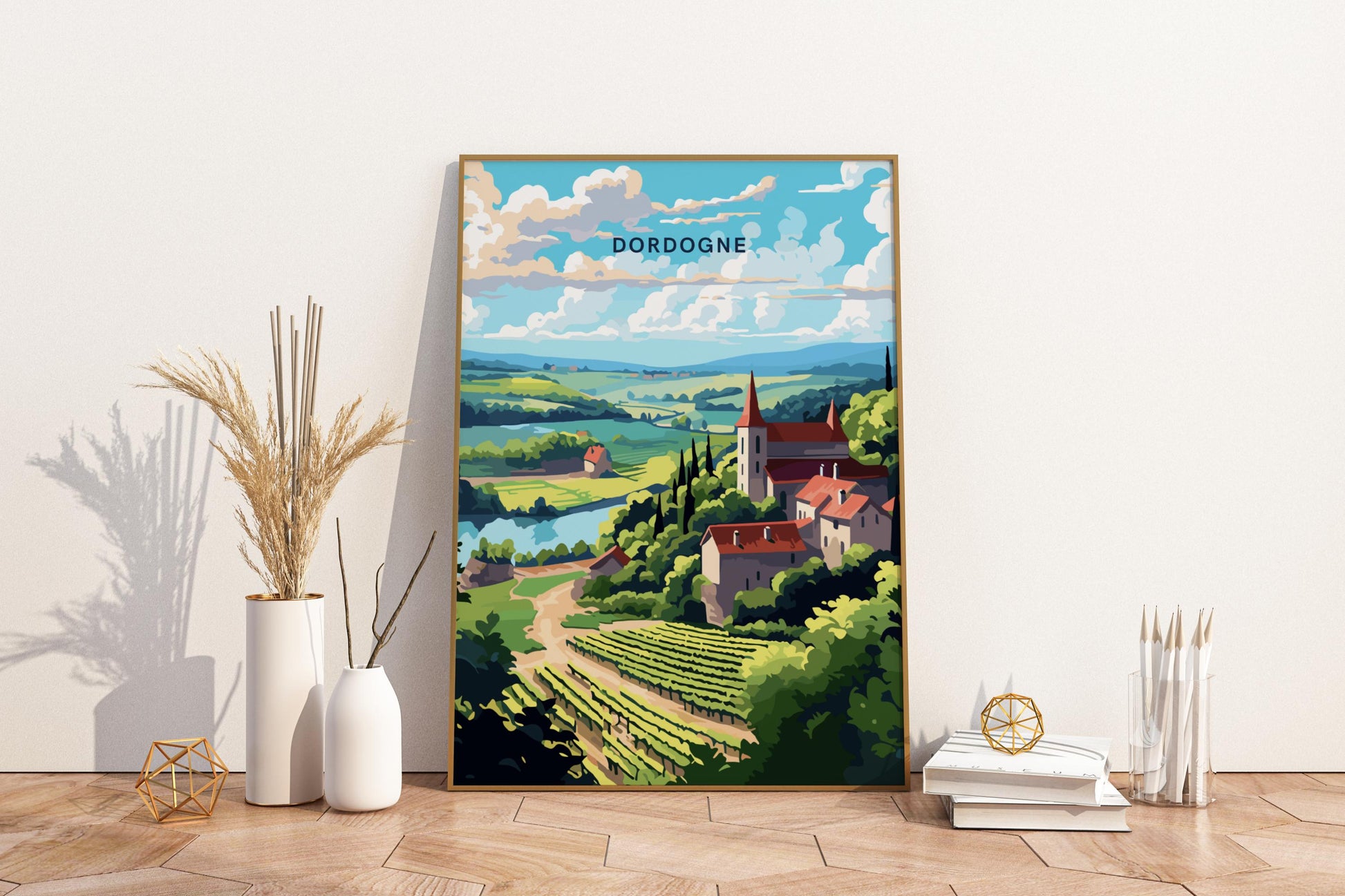 Dordogne France Travel Print Poster - Pitchers Design