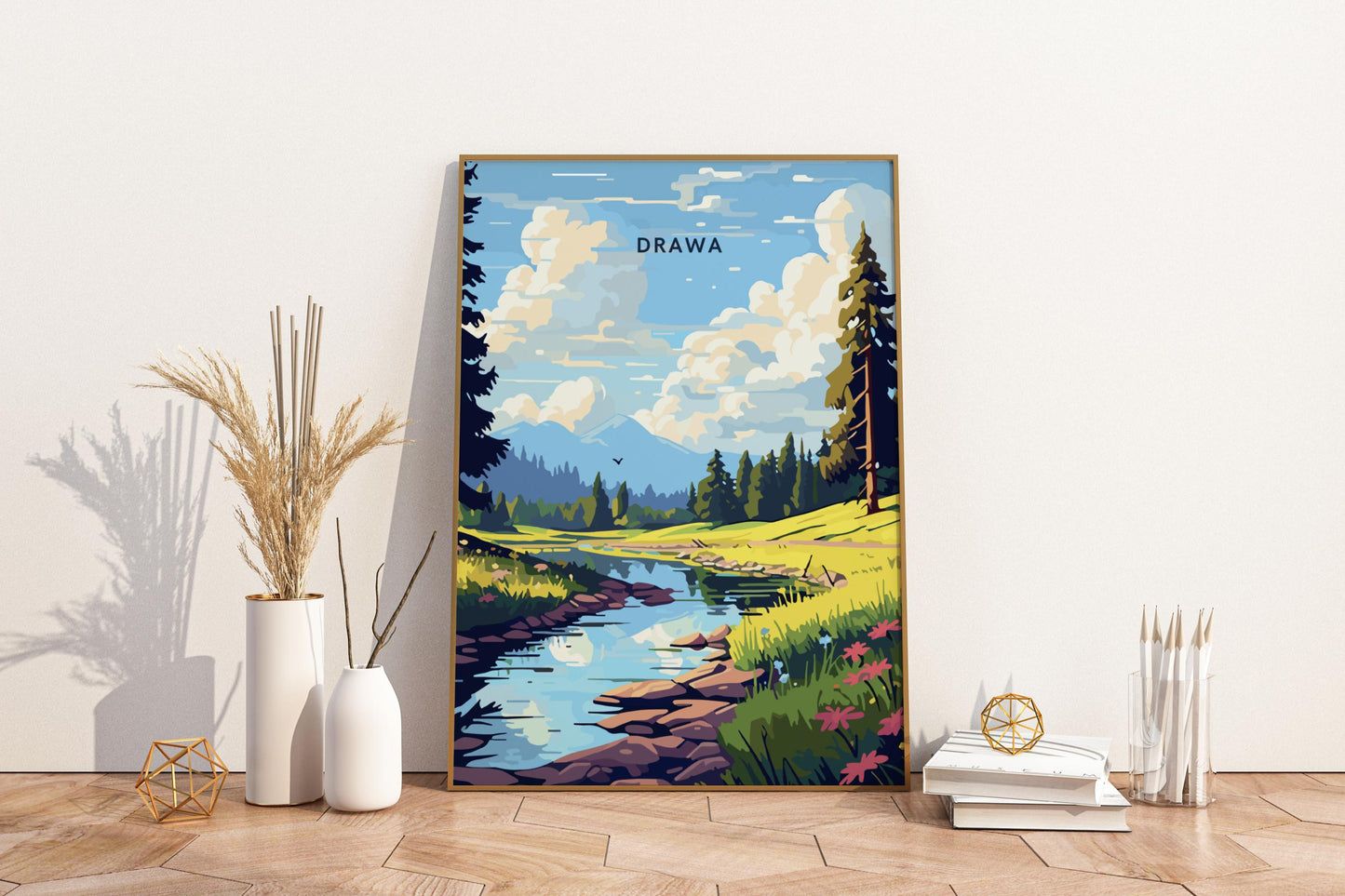 Drawa Poland Travel Print Poster - Pitchers Design