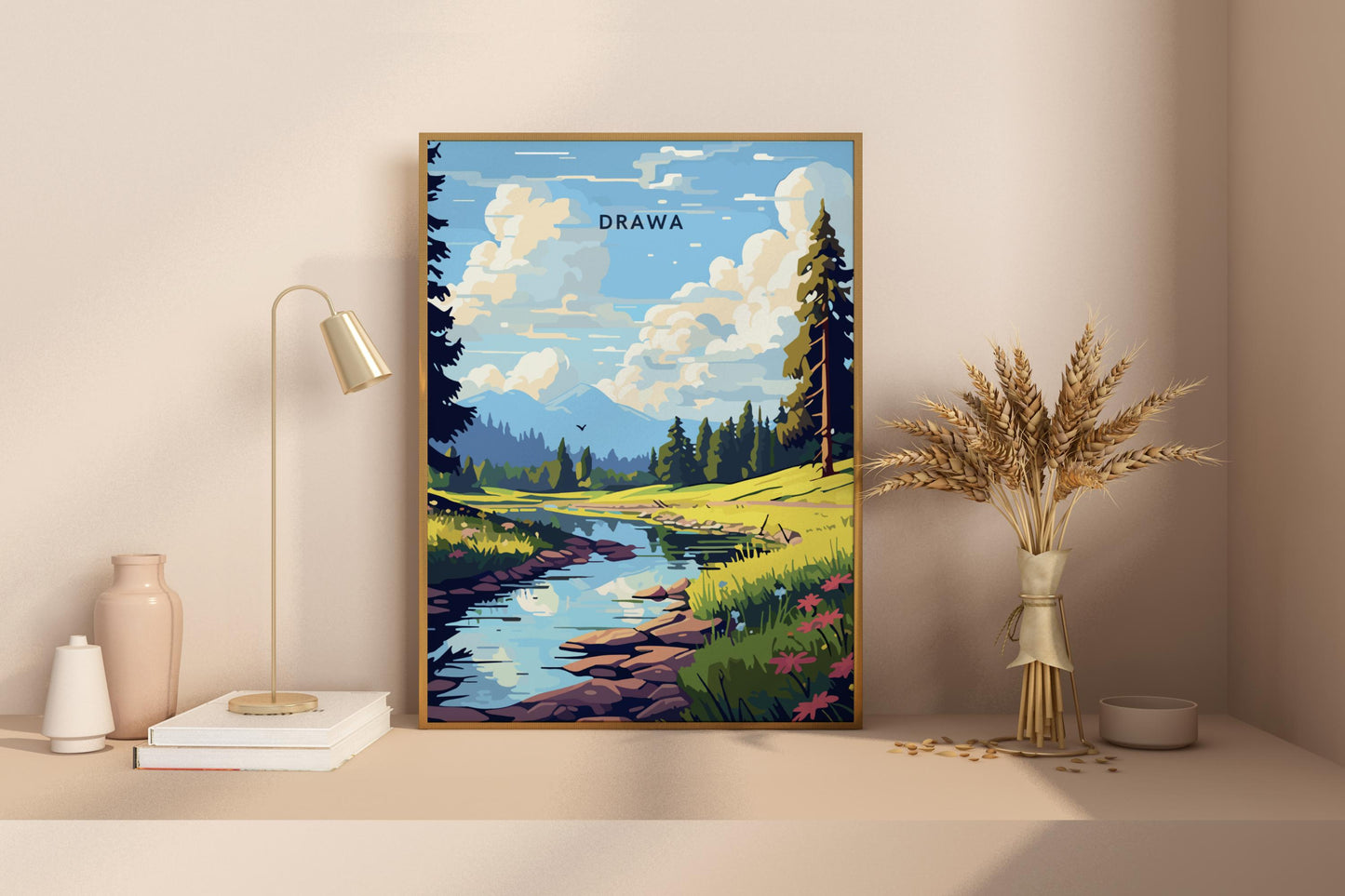 Drawa Poland Travel Print Poster - Pitchers Design