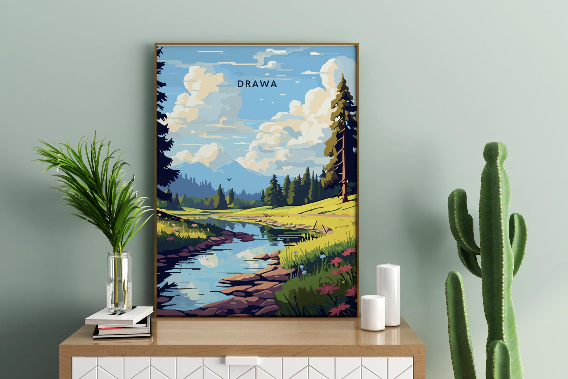 Drawa Poland Travel Print Poster - Pitchers Design