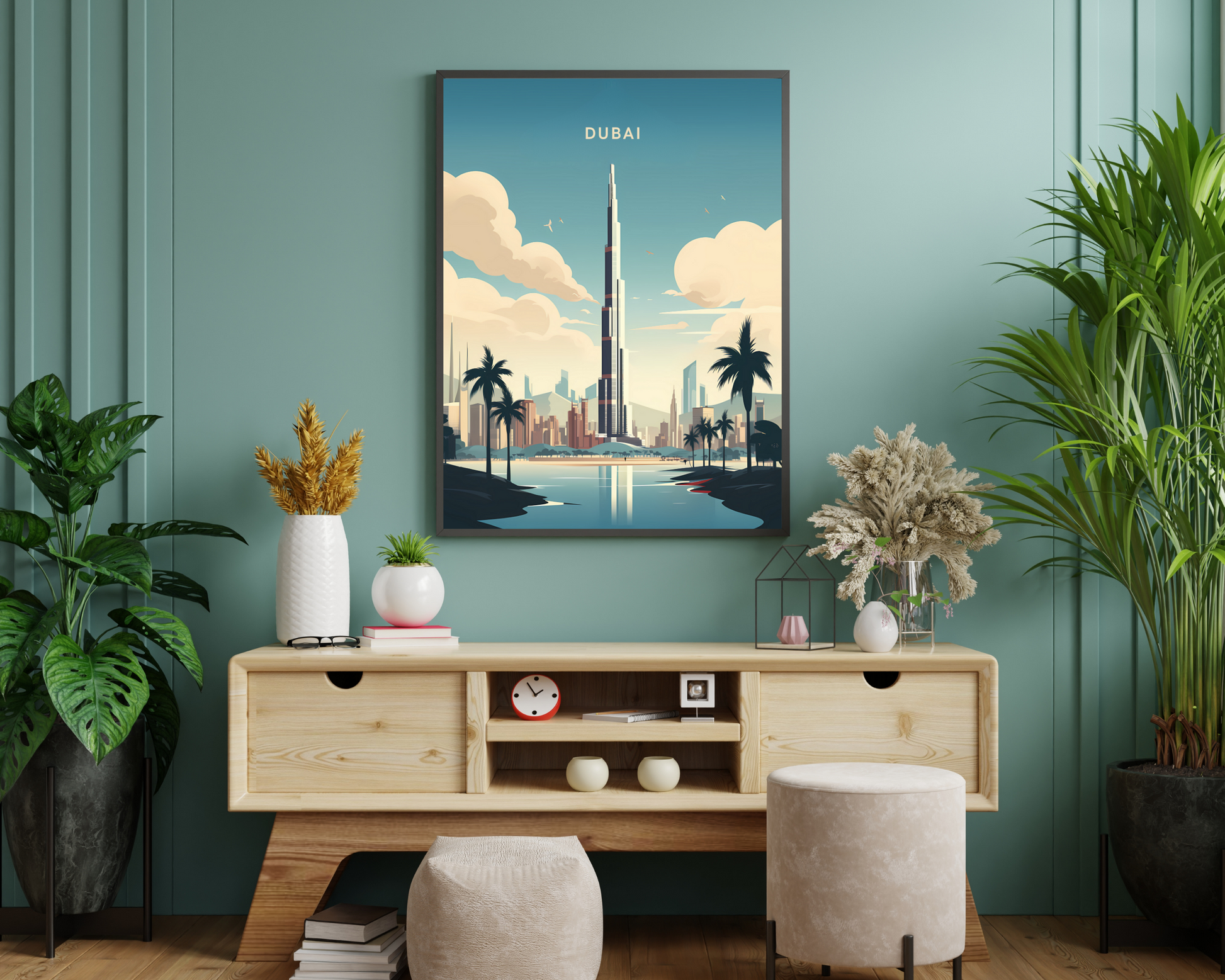 Dubai Burj Khalifa Travel Poster Print - Pitchers Design