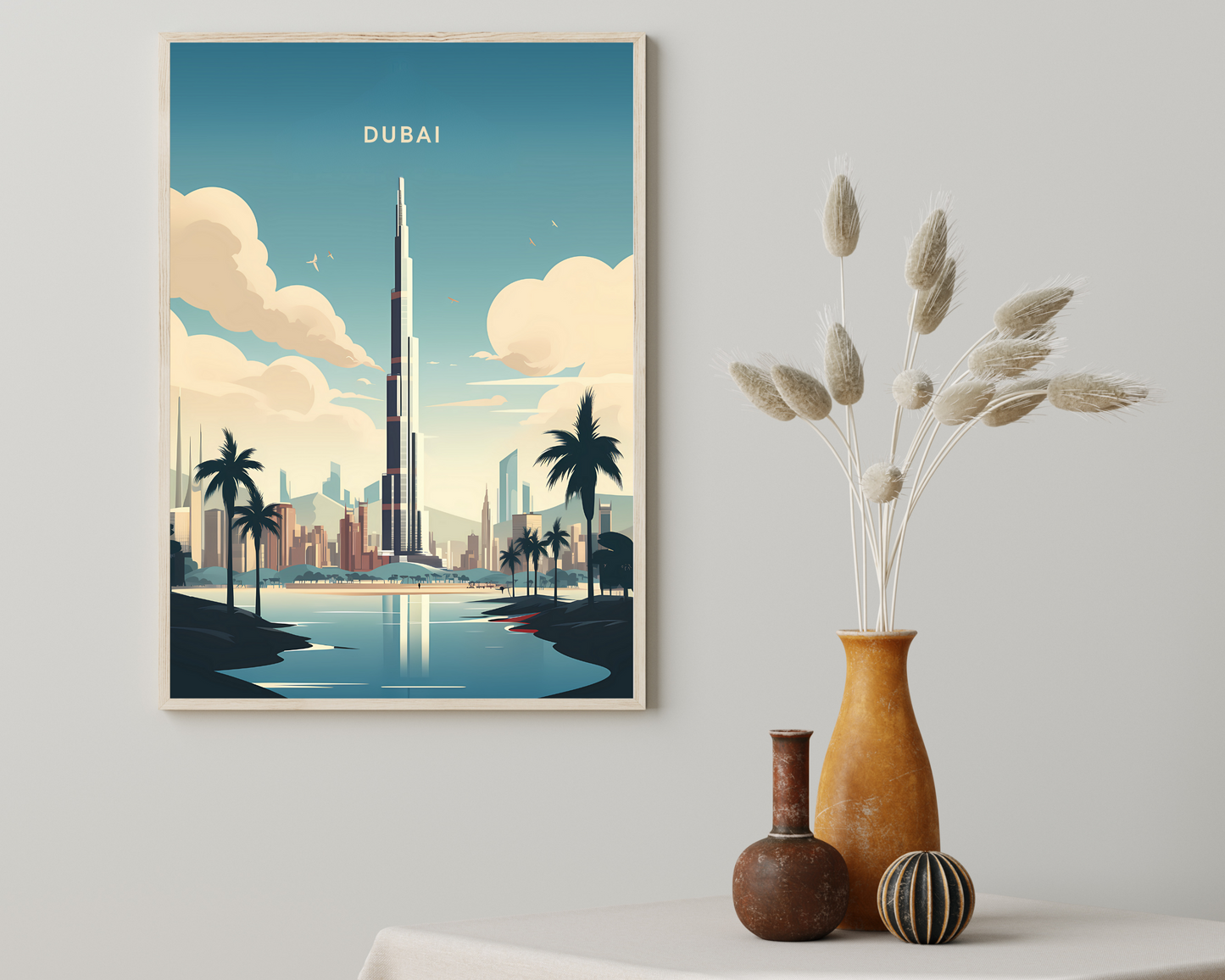 Dubai Burj Khalifa Travel Poster Print - Pitchers Design