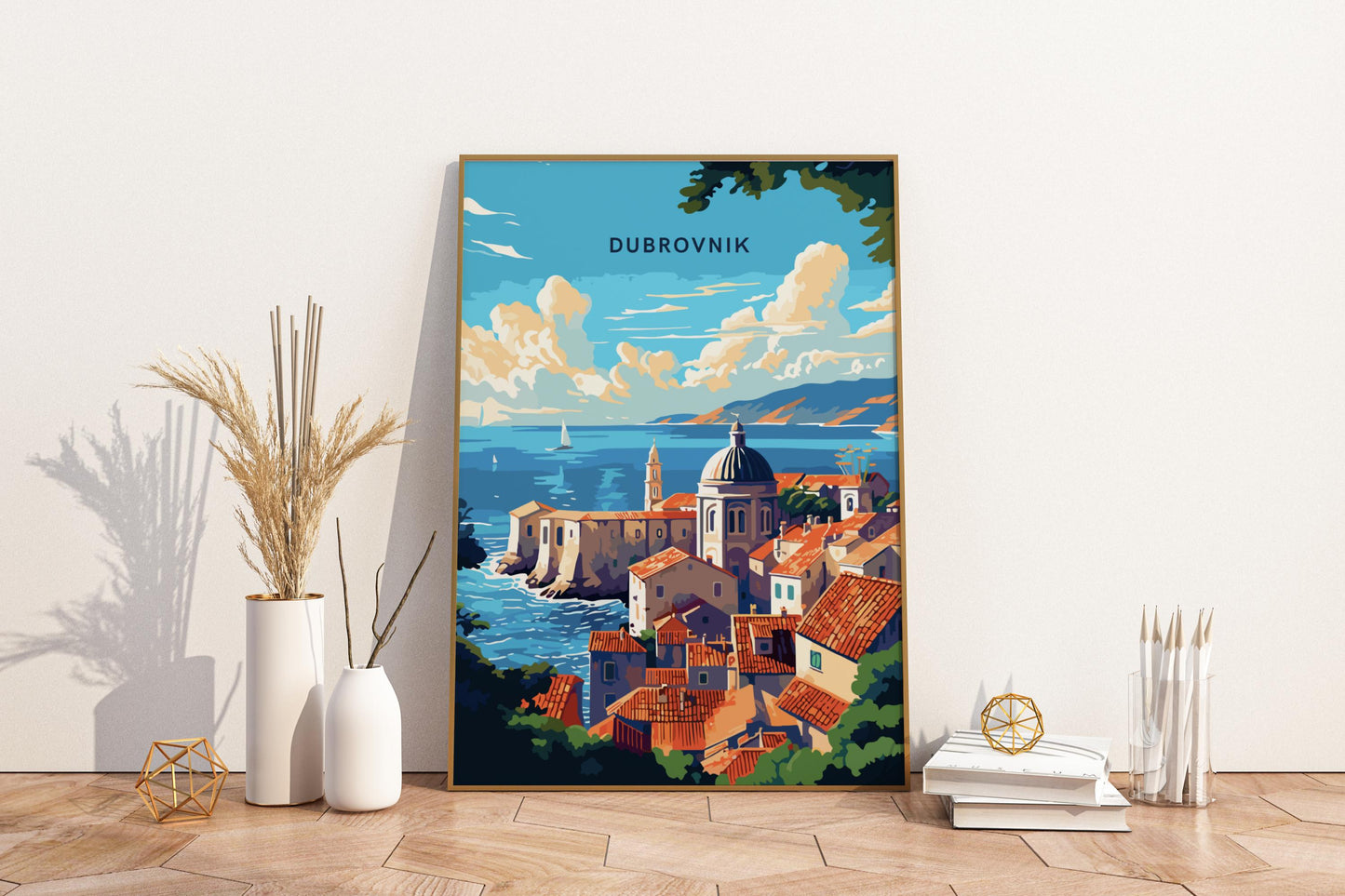 Dubrovnik Rooftops Croatia Travel Print Poster - Pitchers Design