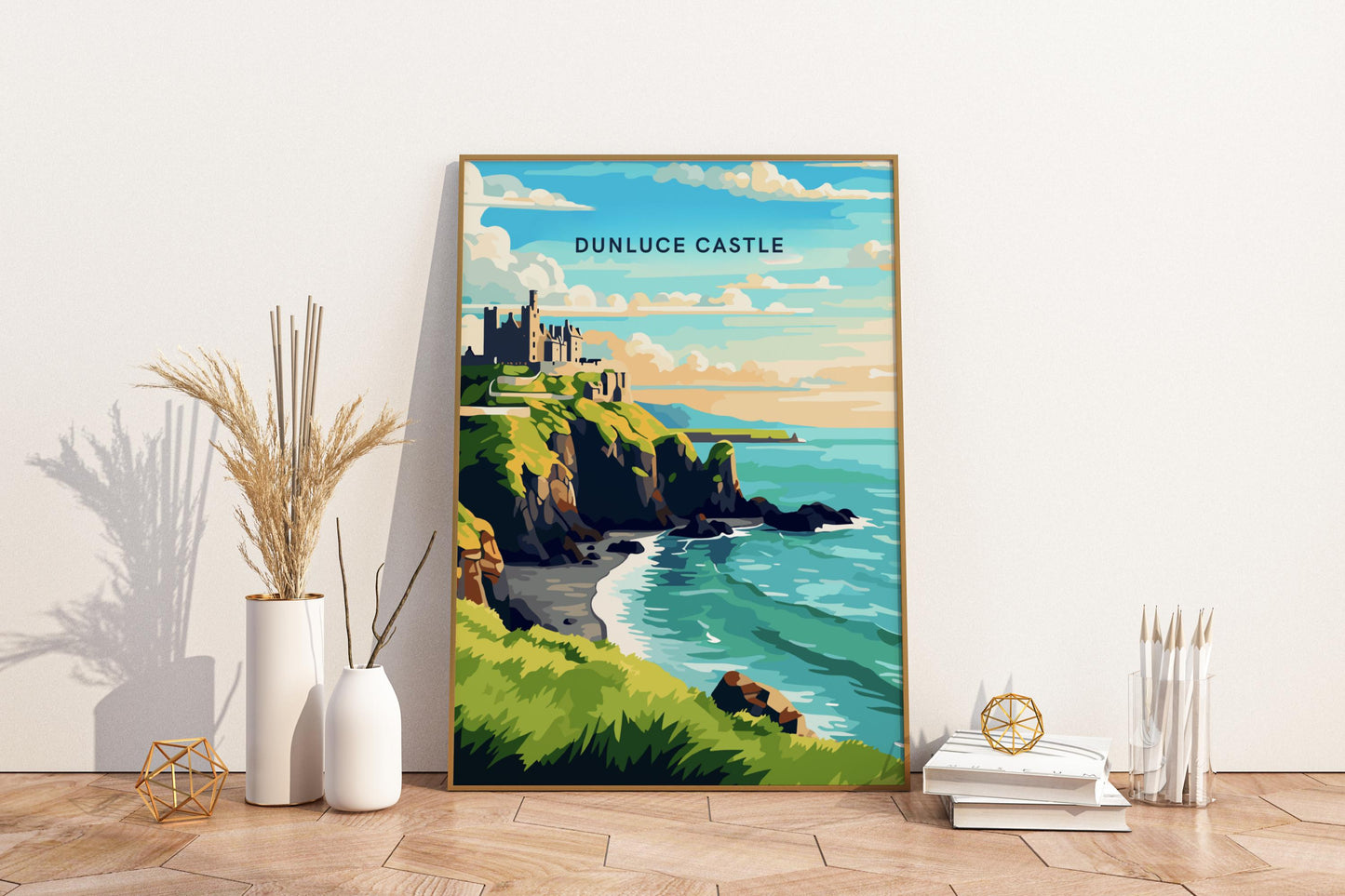 Dunluce Castle Northern Ireland Travel Print Poster - Pitchers Design