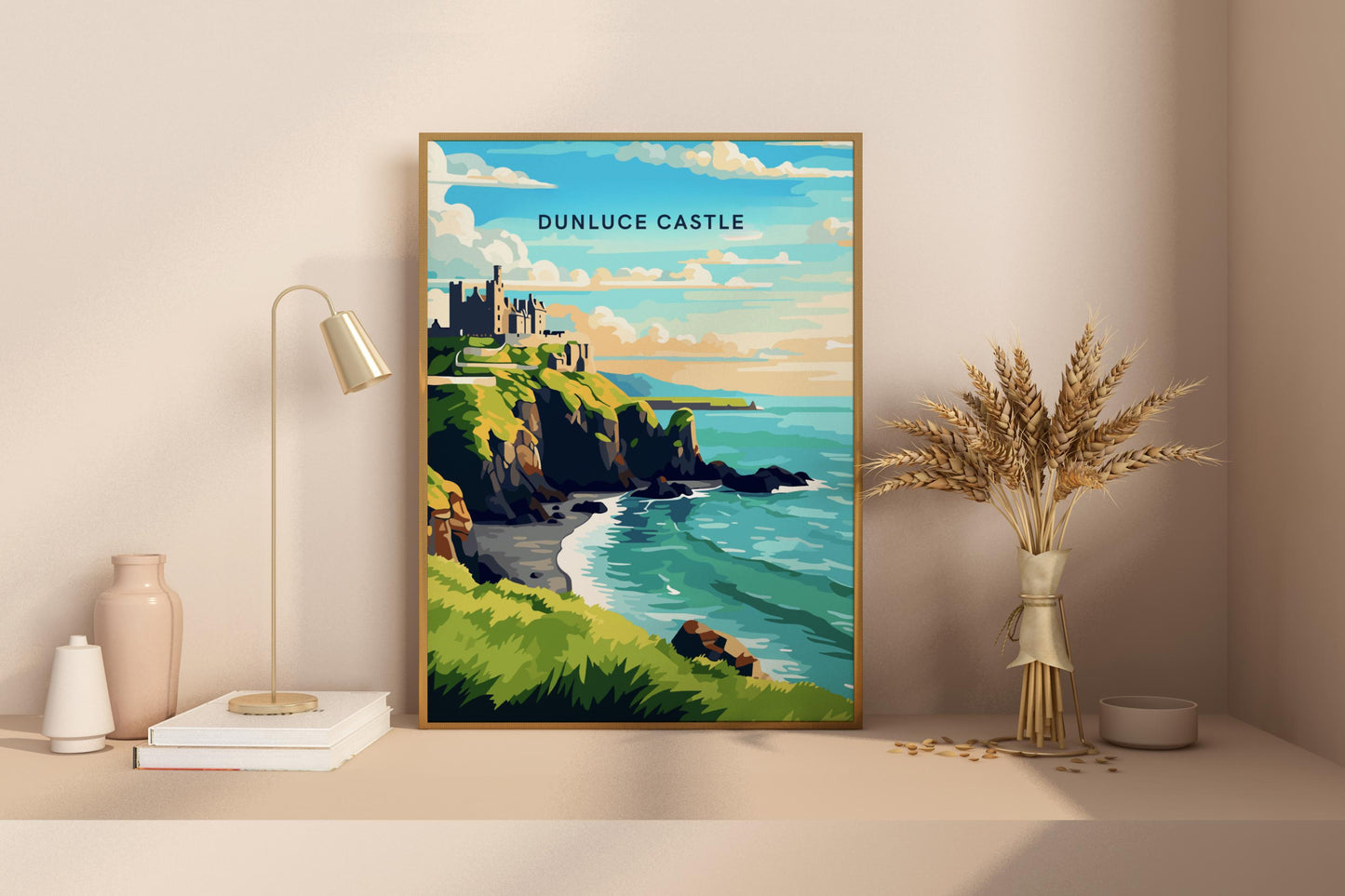 Dunluce Castle Northern Ireland Travel Print Poster - Pitchers Design