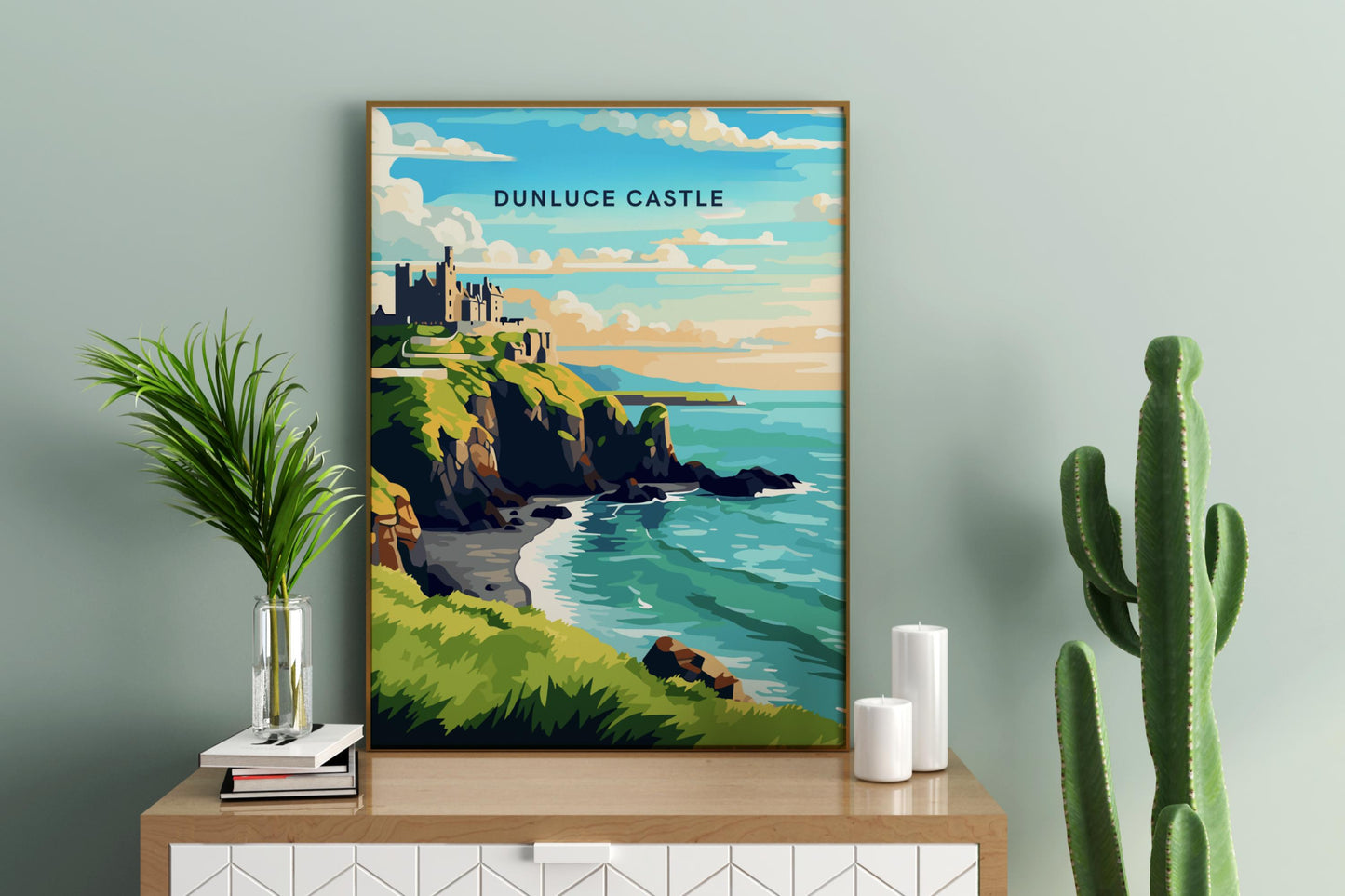 Dunluce Castle Northern Ireland Travel Print Poster - Pitchers Design