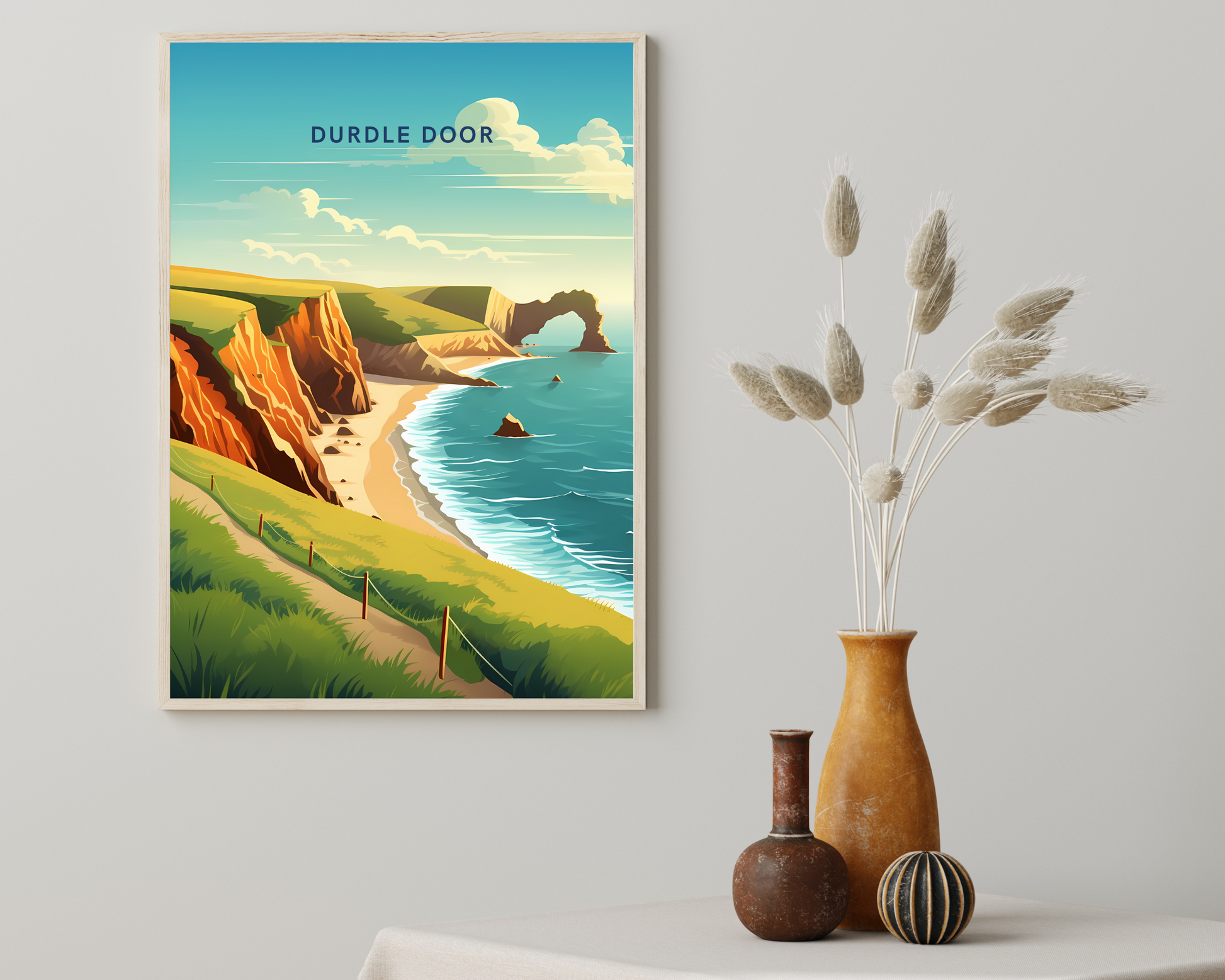 Durdle Door Jurassic Coast England Travel Poster Print - Pitchers Design