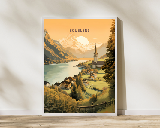 Ecublens Switzerland Travel Poster Print - Pitchers Design