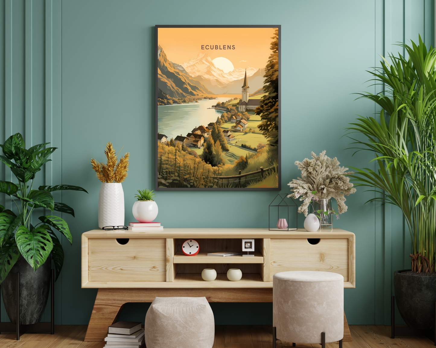 Ecublens Switzerland Travel Poster Print - Pitchers Design