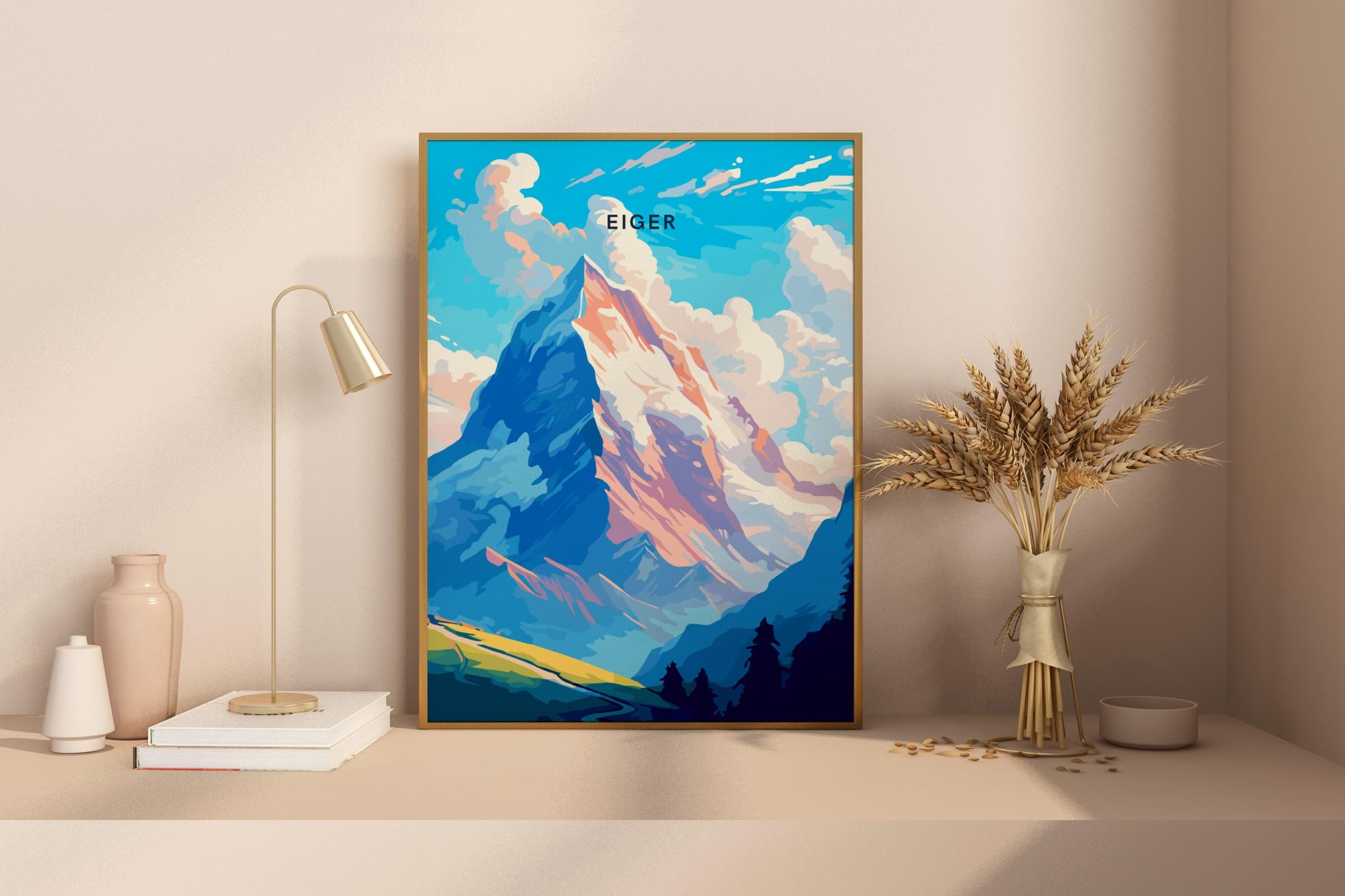 Eiger Switzerland Alps Travel Print Poster - Pitchers Design