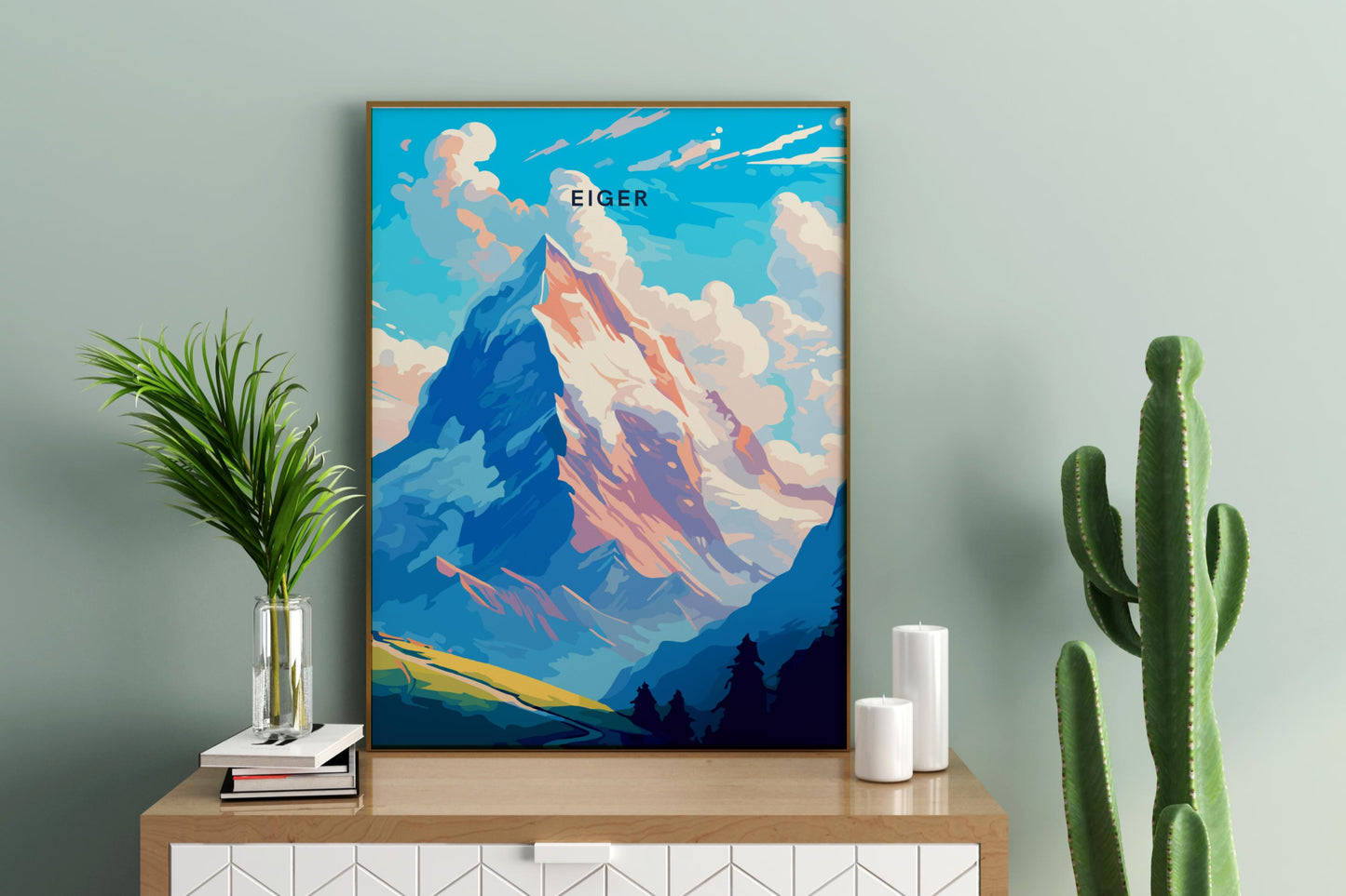 Eiger Switzerland Alps Travel Print Poster - Pitchers Design