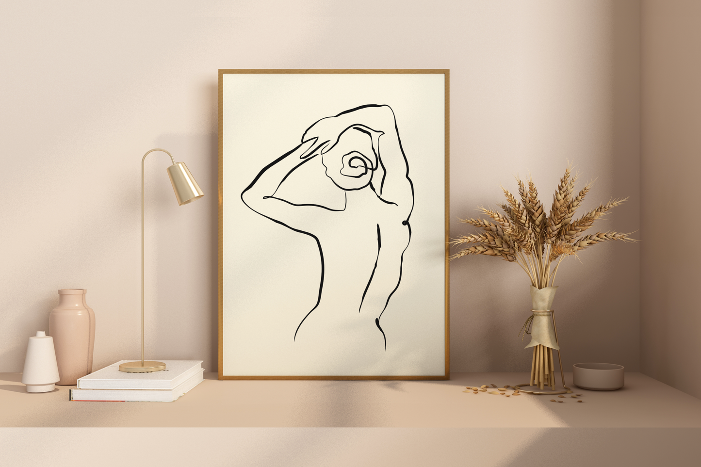 Abstract Female Figure Black Line Art No.7 Print Poster - Pitchers Design