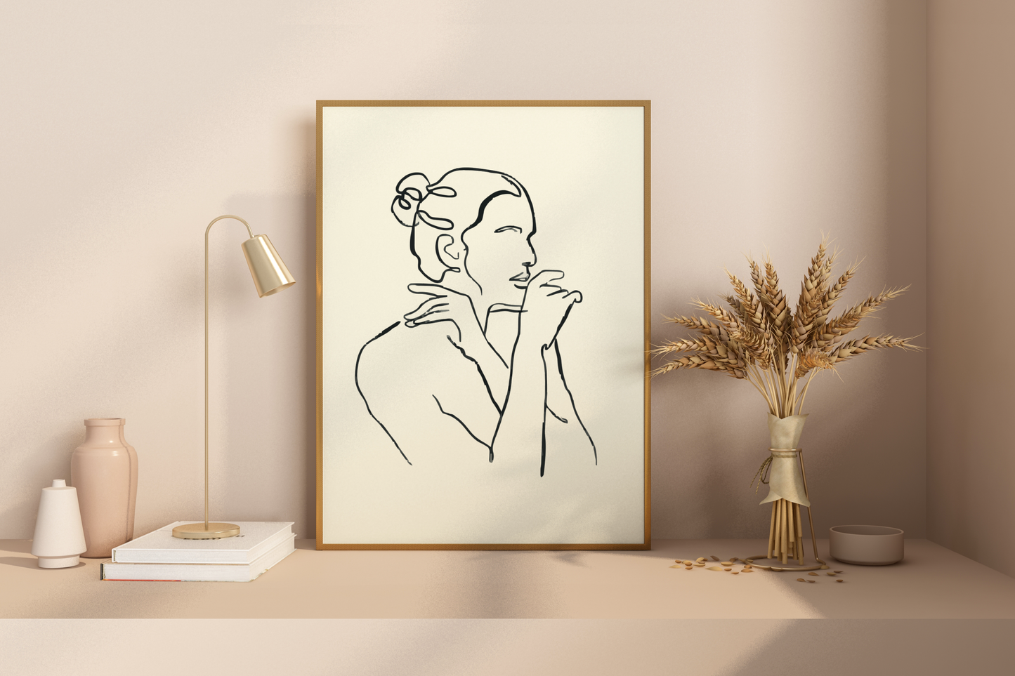 Abstract Female Figure Black Line Art No.8 Print Poster - Pitchers Design