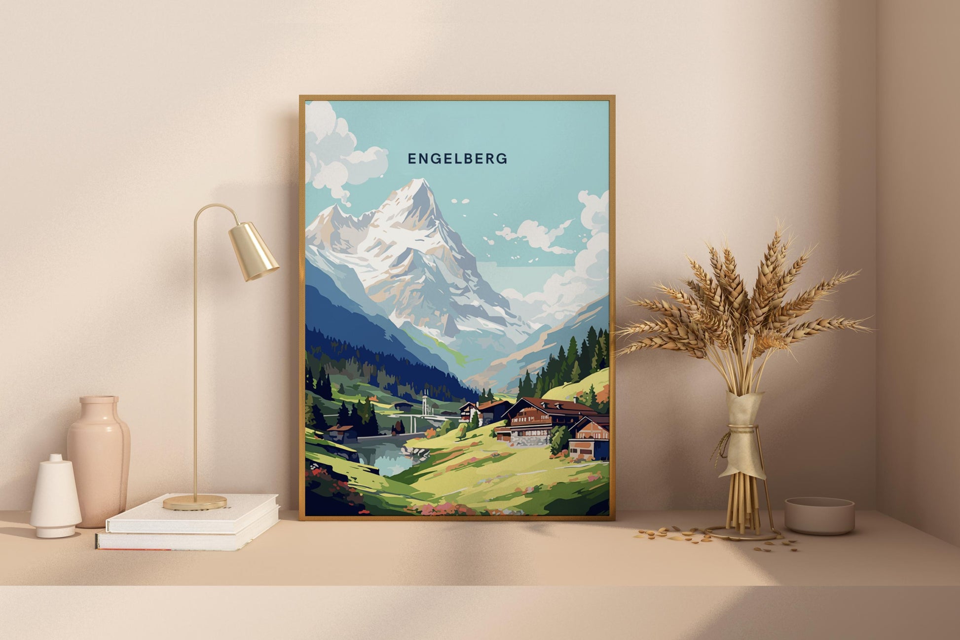 Engelberg Switzerland Alps Travel Print Poster - Pitchers Design