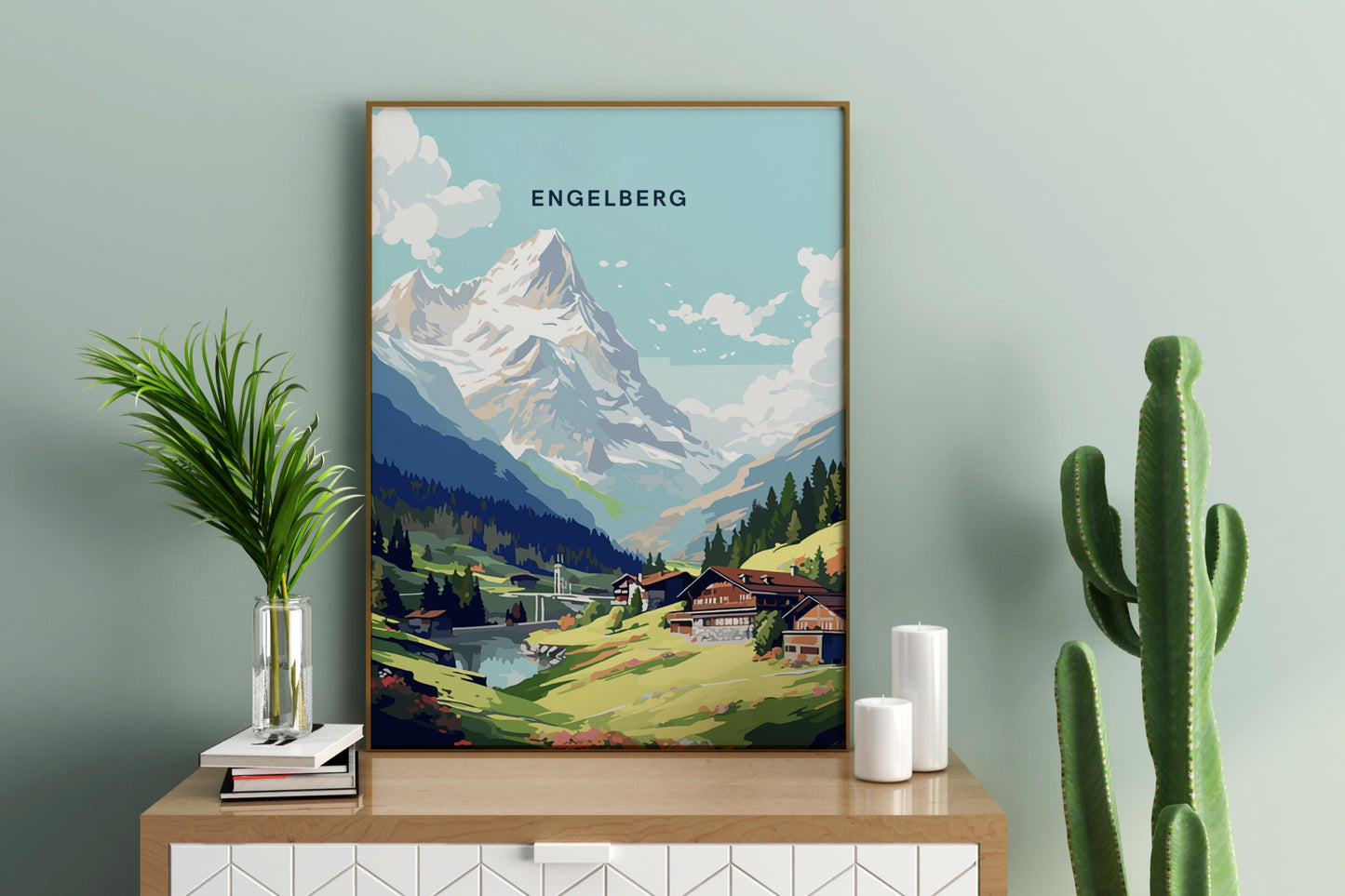 Engelberg Switzerland Alps Travel Print Poster - Pitchers Design