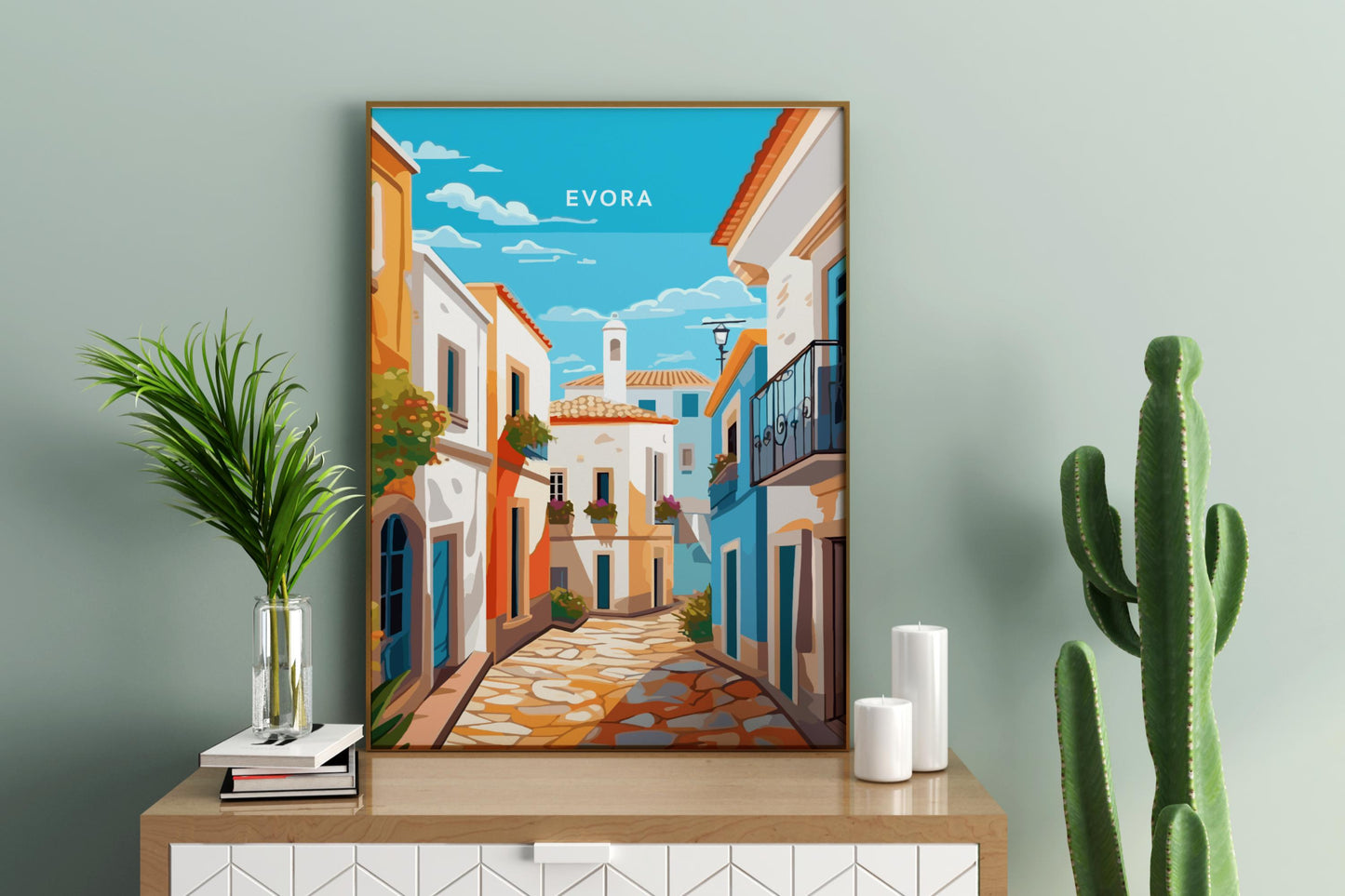 Straßen von Evora Portugal Reisedruck Poster