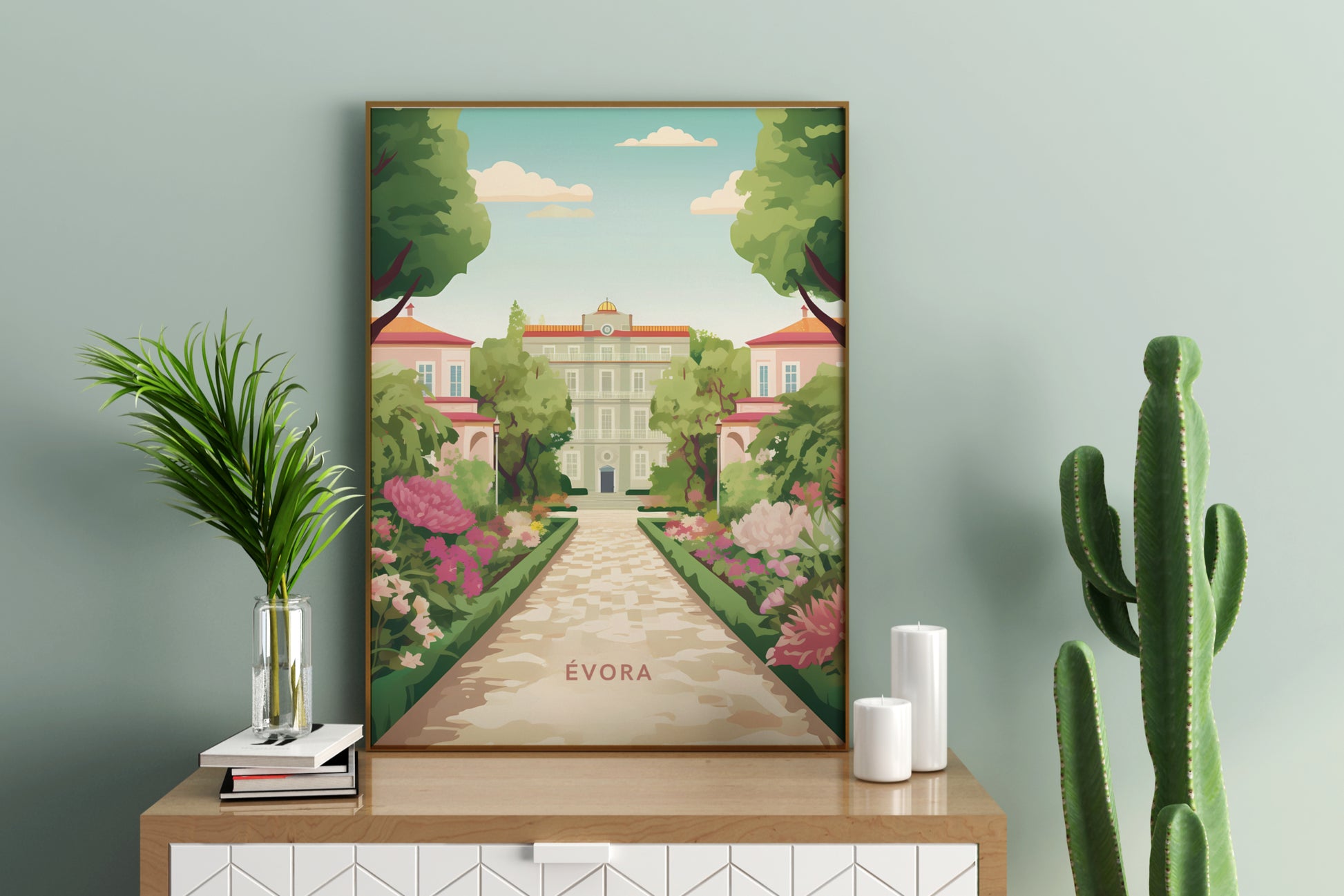 Évora Portugal Travel Print Poster - Pitchers Design