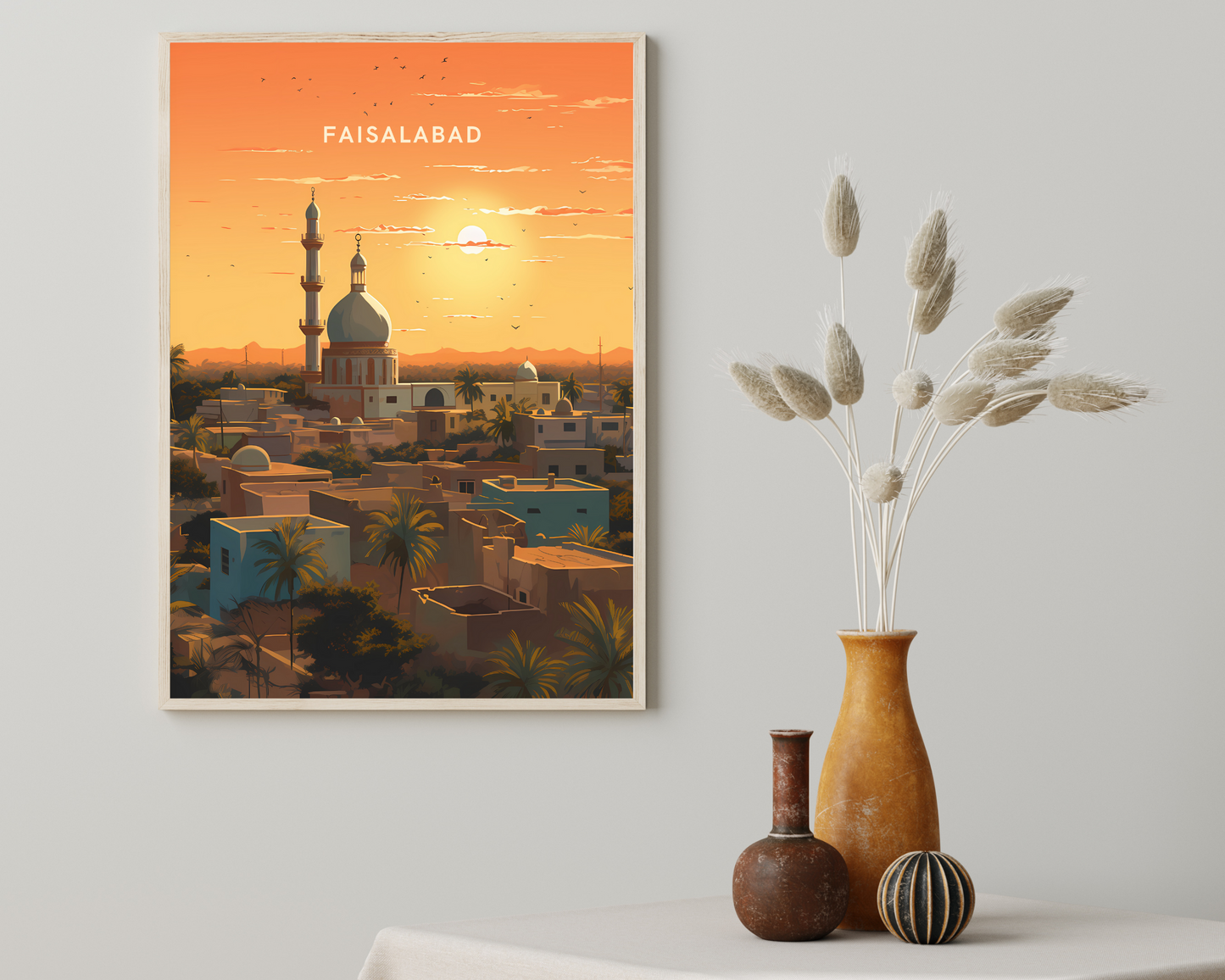 Faisalabad Pakistan Travel Poster Print - Pitchers Design