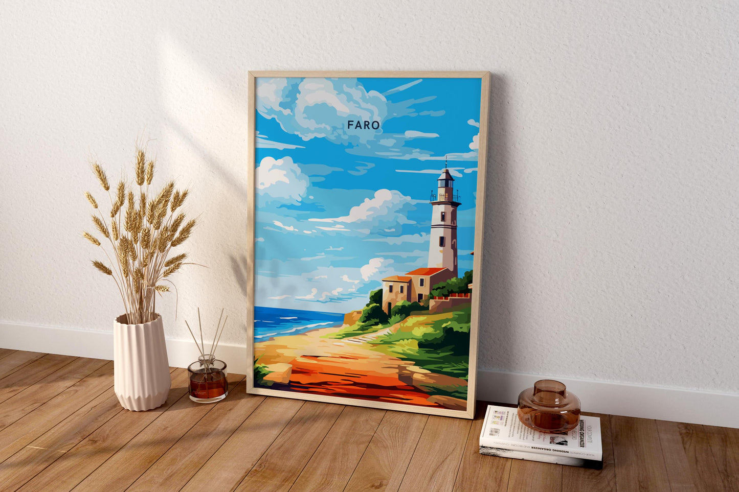 Faro Lighthouse Portugal Travel Print Poster - Pitchers Design