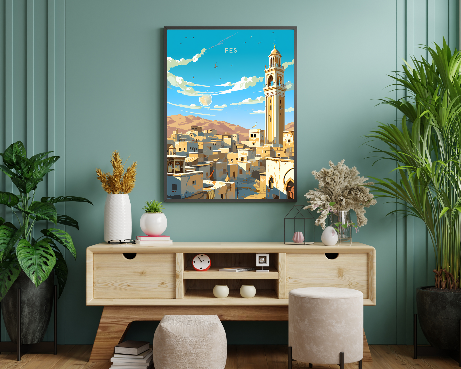 Fes Morocco Travel Poster Print - Pitchers Design