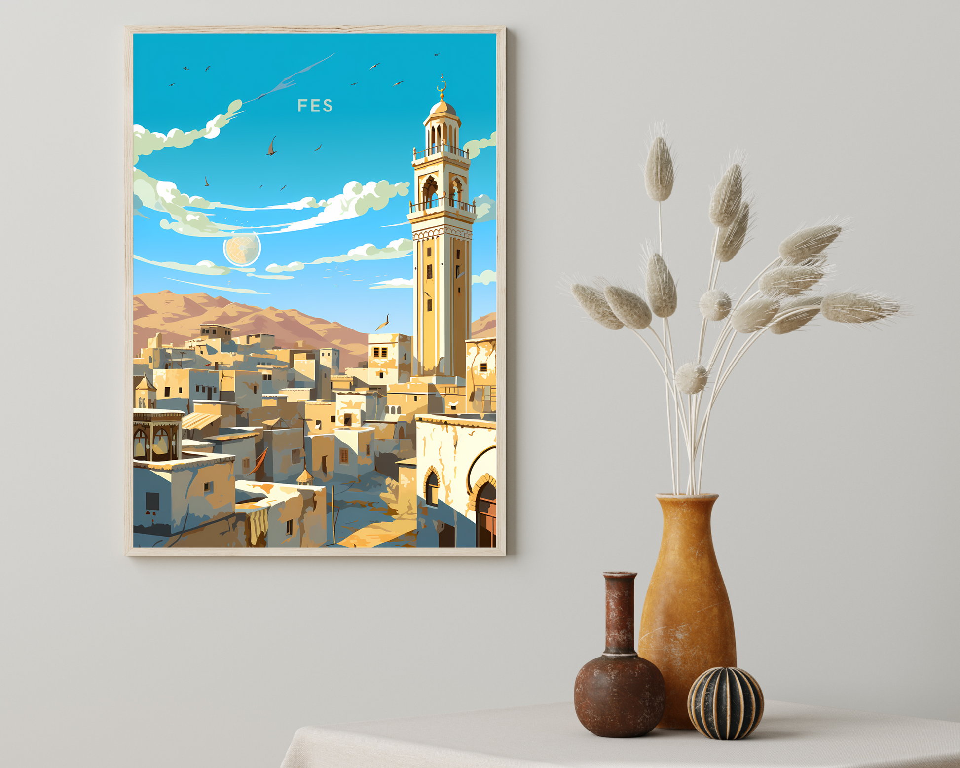 Fes Morocco Travel Poster Print - Pitchers Design