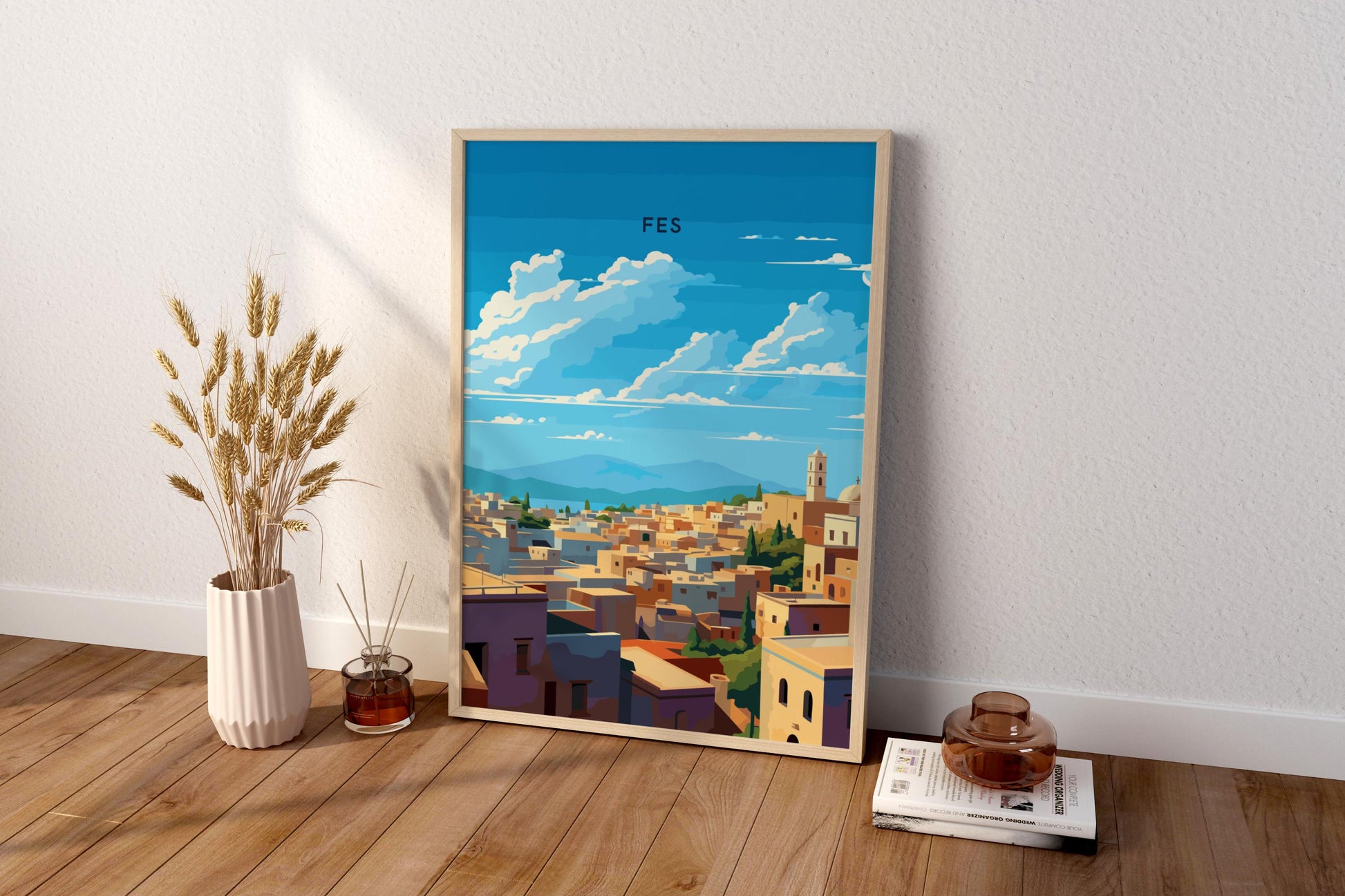 Fes Rooftops Morocco Travel Print Poster - Pitchers Design