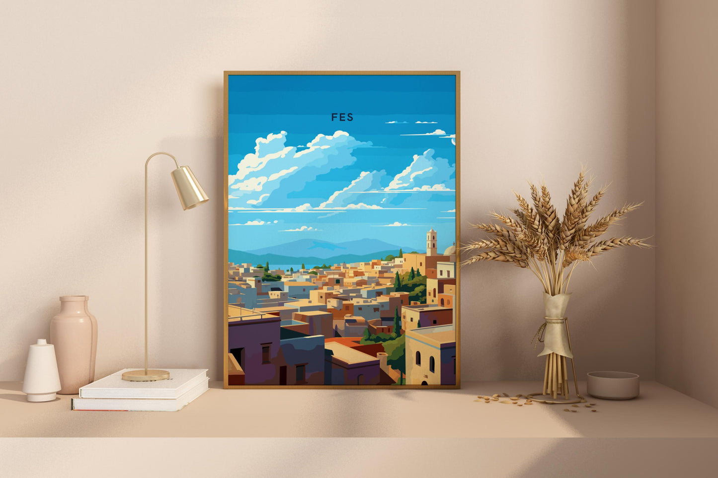 Fes Rooftops Morocco Travel Print Poster - Pitchers Design