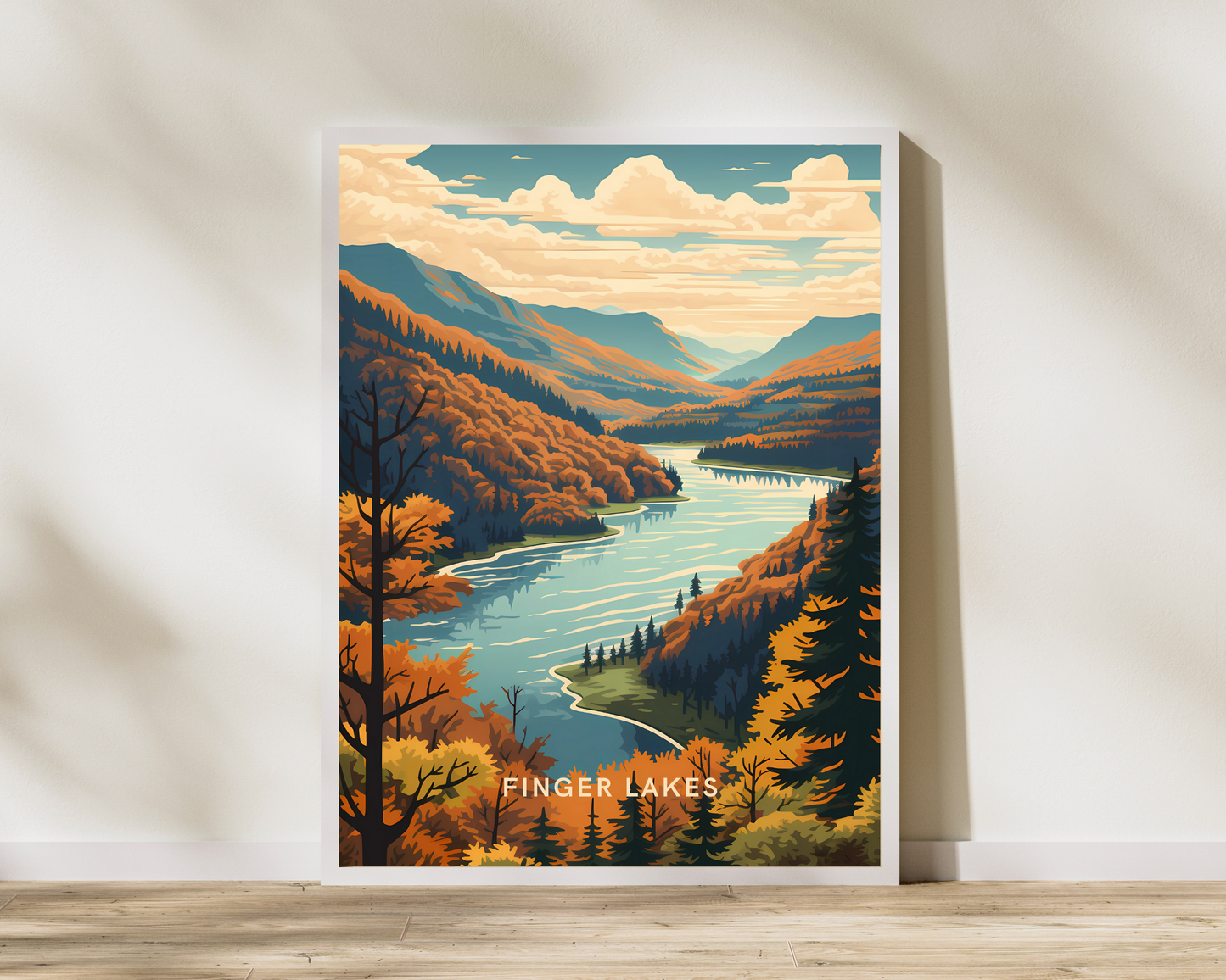 Finger Lakes New York USA Travel Poster Print - Pitchers Design