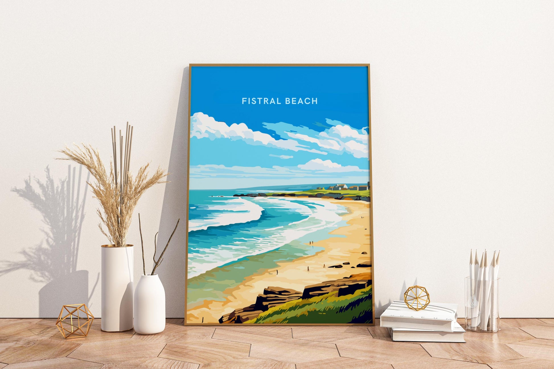 Fistral Beach Newquay England UK Travel Print Poster - Pitchers Design