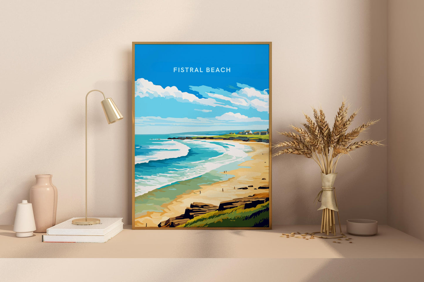 Fistral Beach Newquay England UK Travel Print Poster - Pitchers Design