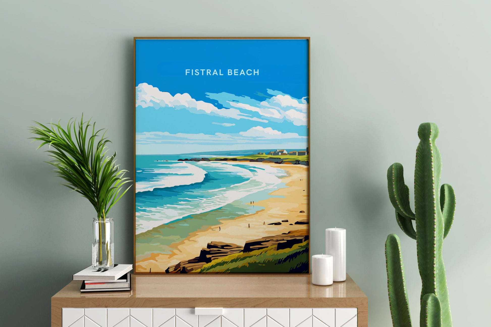 Fistral Beach Newquay England UK Travel Print Poster - Pitchers Design