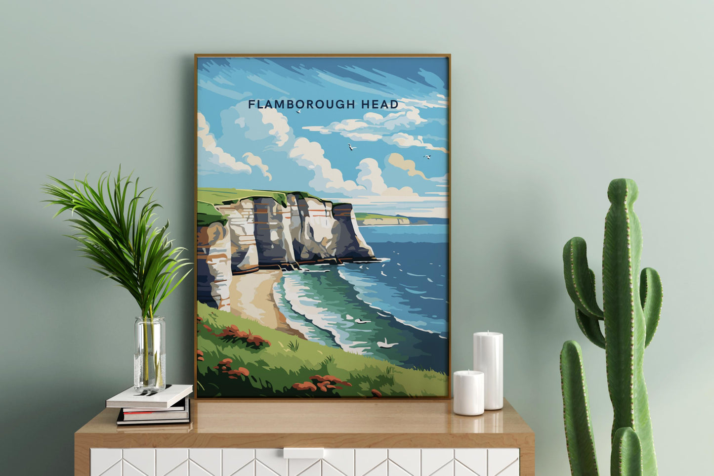 Flamborough Head Yorkshire England UK Travel Print Poster - Pitchers Design