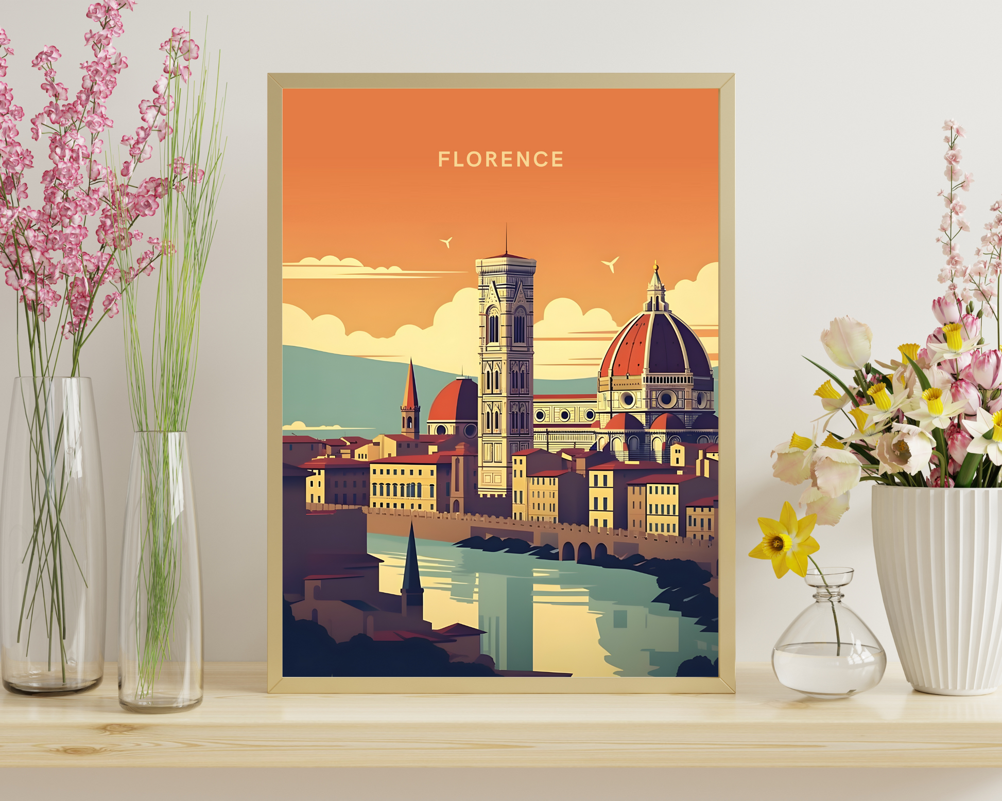 Florence Italy Travel Poster Print - Pitchers Design