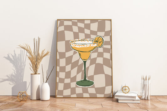 Abstract Margarita Cocktail Illustrated Food Print Poster - Pitchers Design