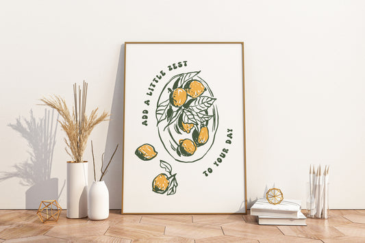 Add a Little Zest To Your Day - Lemons Food Print Poster - Pitchers Design