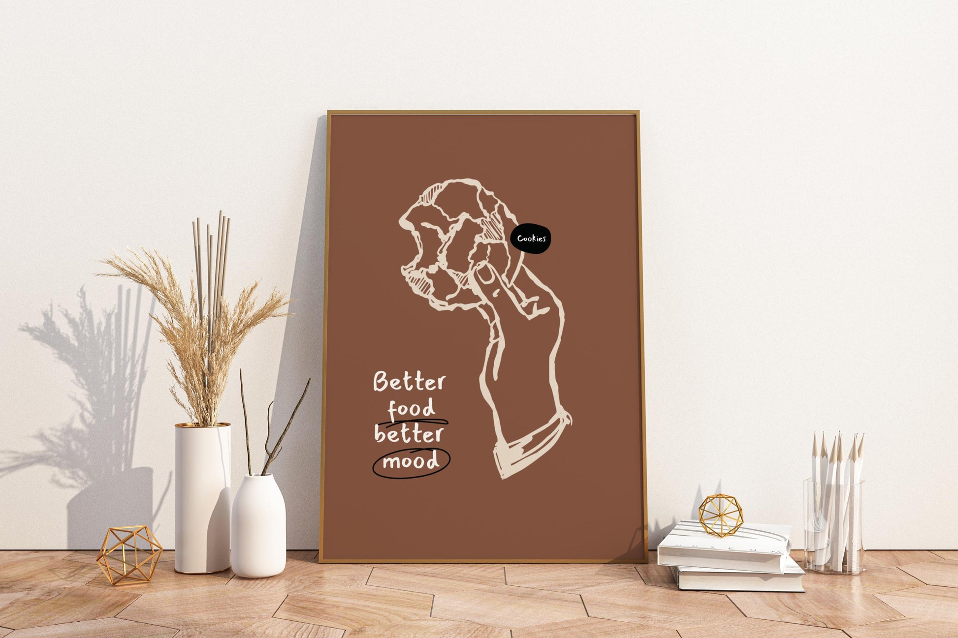 Better Food Better Mood Illustrated Food Print Poster - Pitchers Design