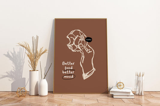 Better Food Better Mood Illustrated Food Print Poster - Pitchers Design