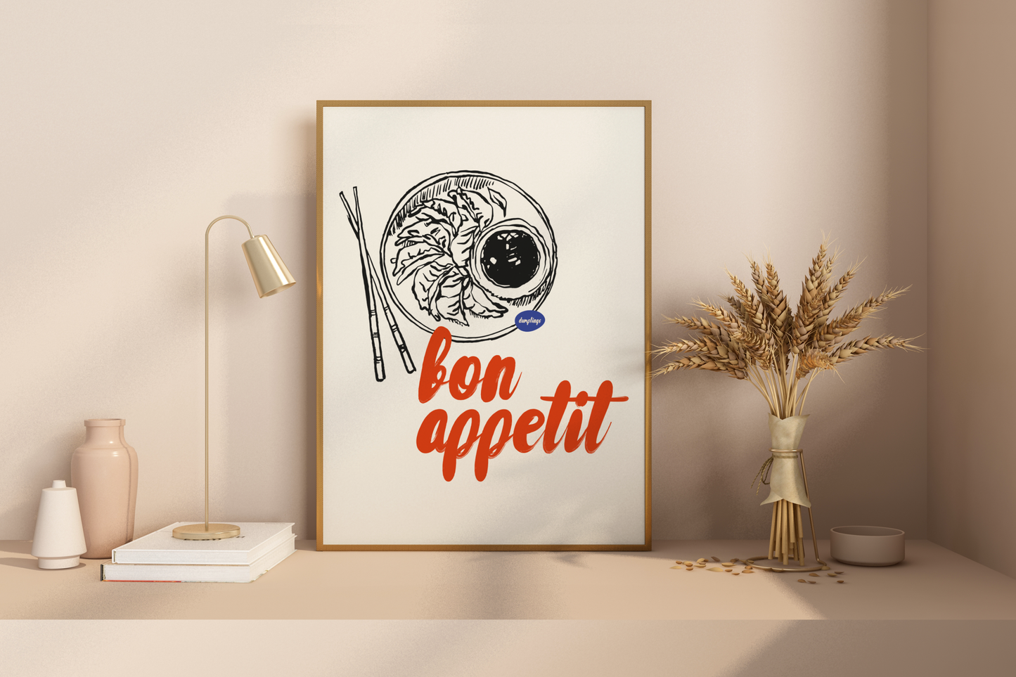 Bon Appétit Dumplings Illustrated Food Print Poster - Pitchers Design