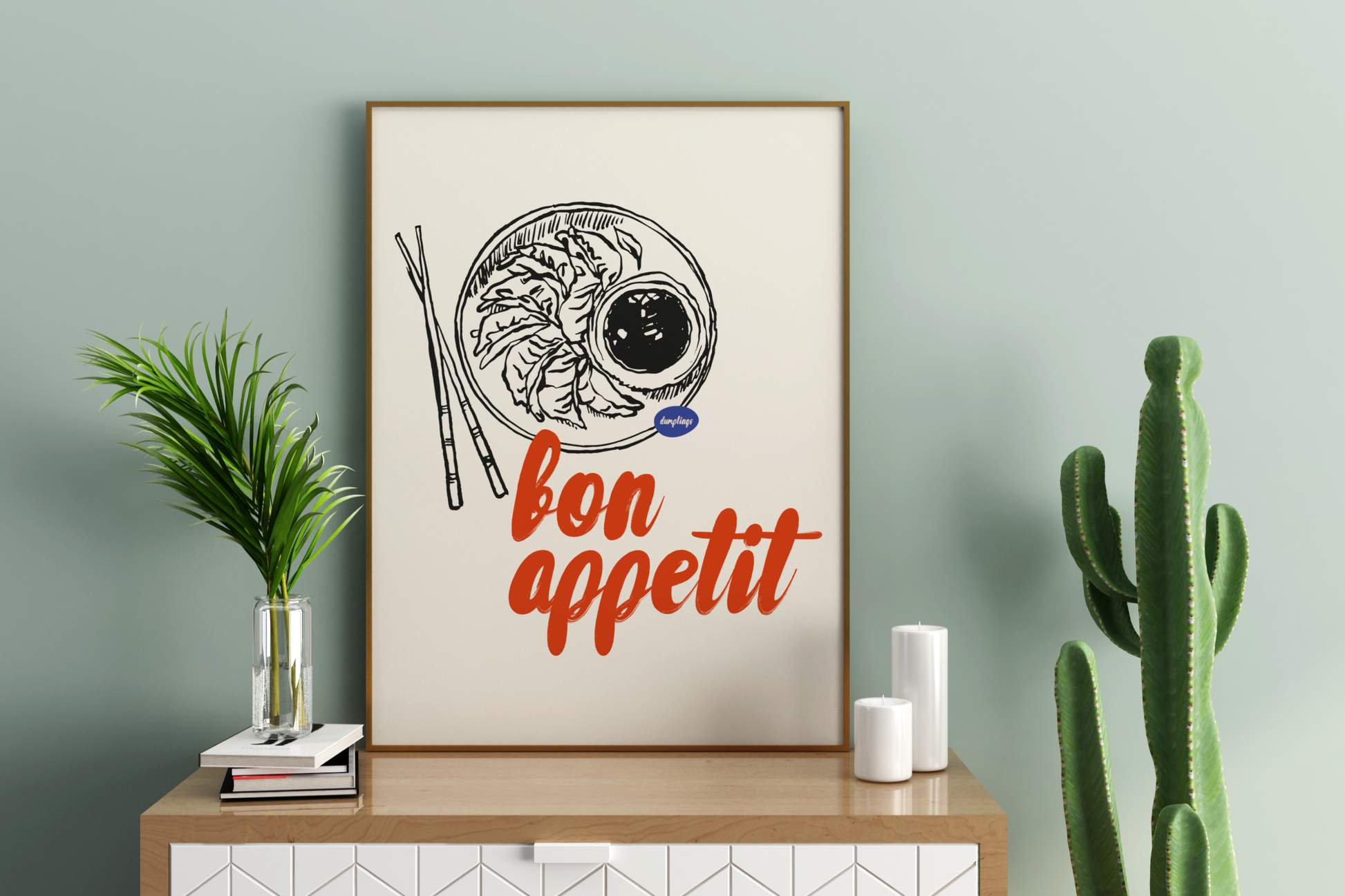 Bon Appétit Dumplings Illustrated Food Print Poster - Pitchers Design