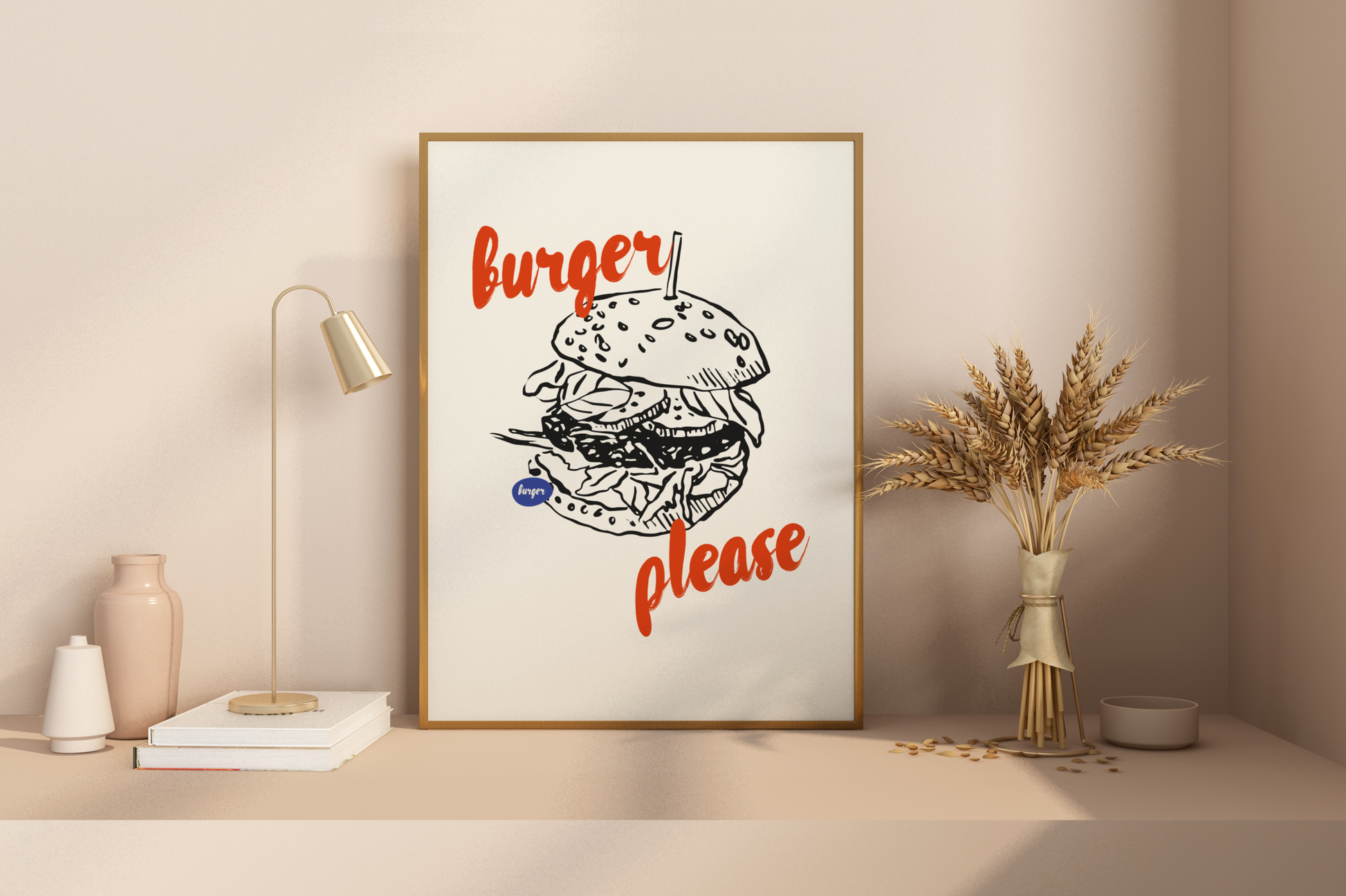 Burger Please Illustrated Food Print Poster - Pitchers Design