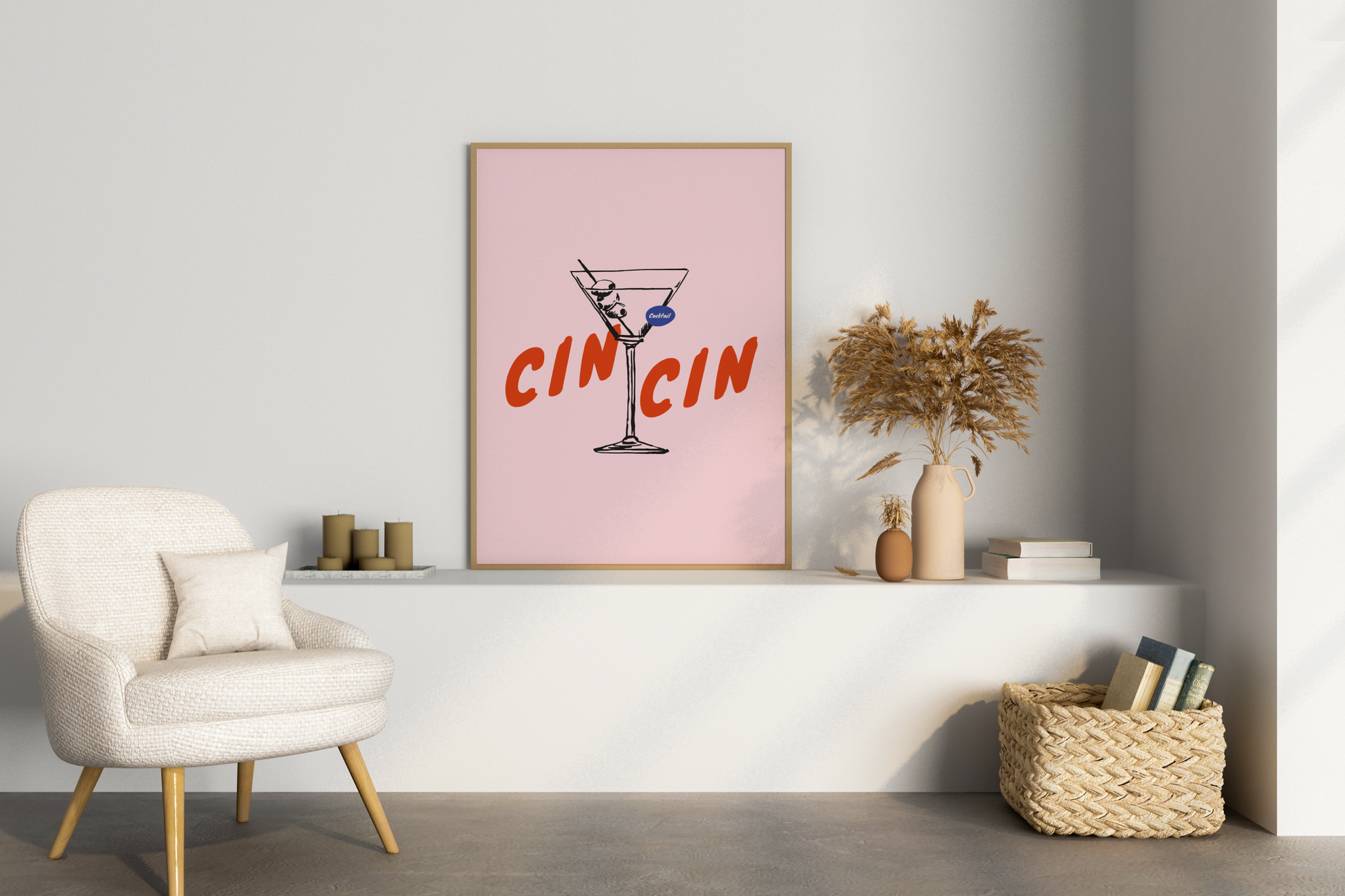 Cin Cin Cocktail Illustrated Food Print Poster - Pitchers Design